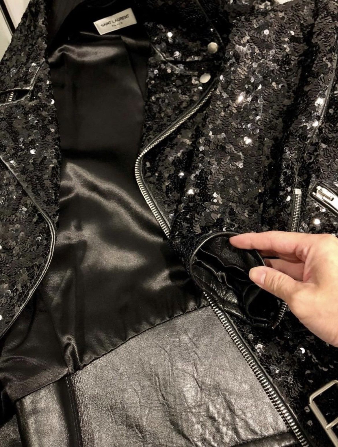 16FW Sequins Covered Leather Jacket sz50