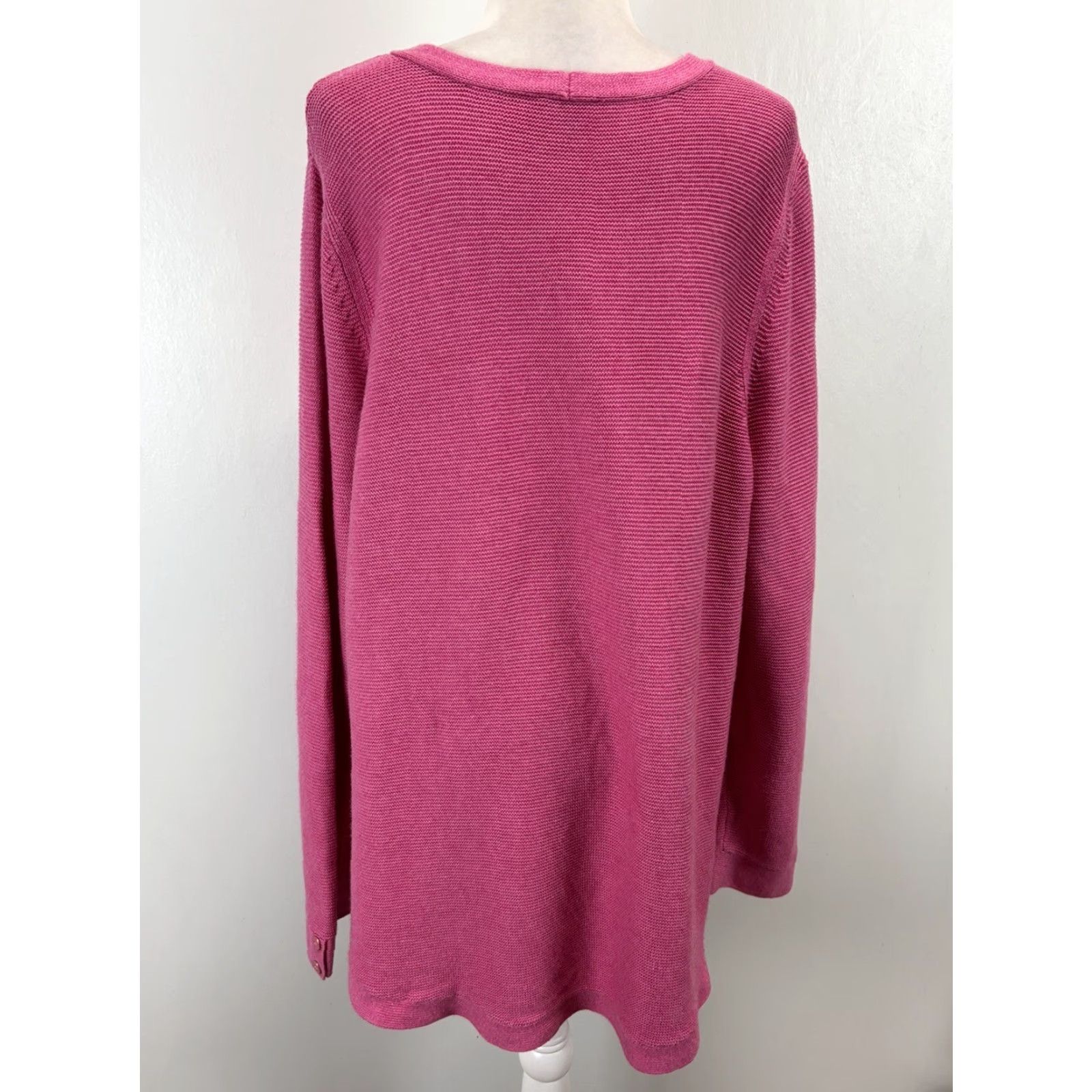 Talbots Talbots Knit V-Neck Sweater - 3X-P Plus Petite Women - Pink - Pullover Knit Top - Solid Cotton Blend - Long Sleeve - Womens Pullover Sweater Size XXL / US 16-18 / IT 52-54 - 3 Thumbnail
