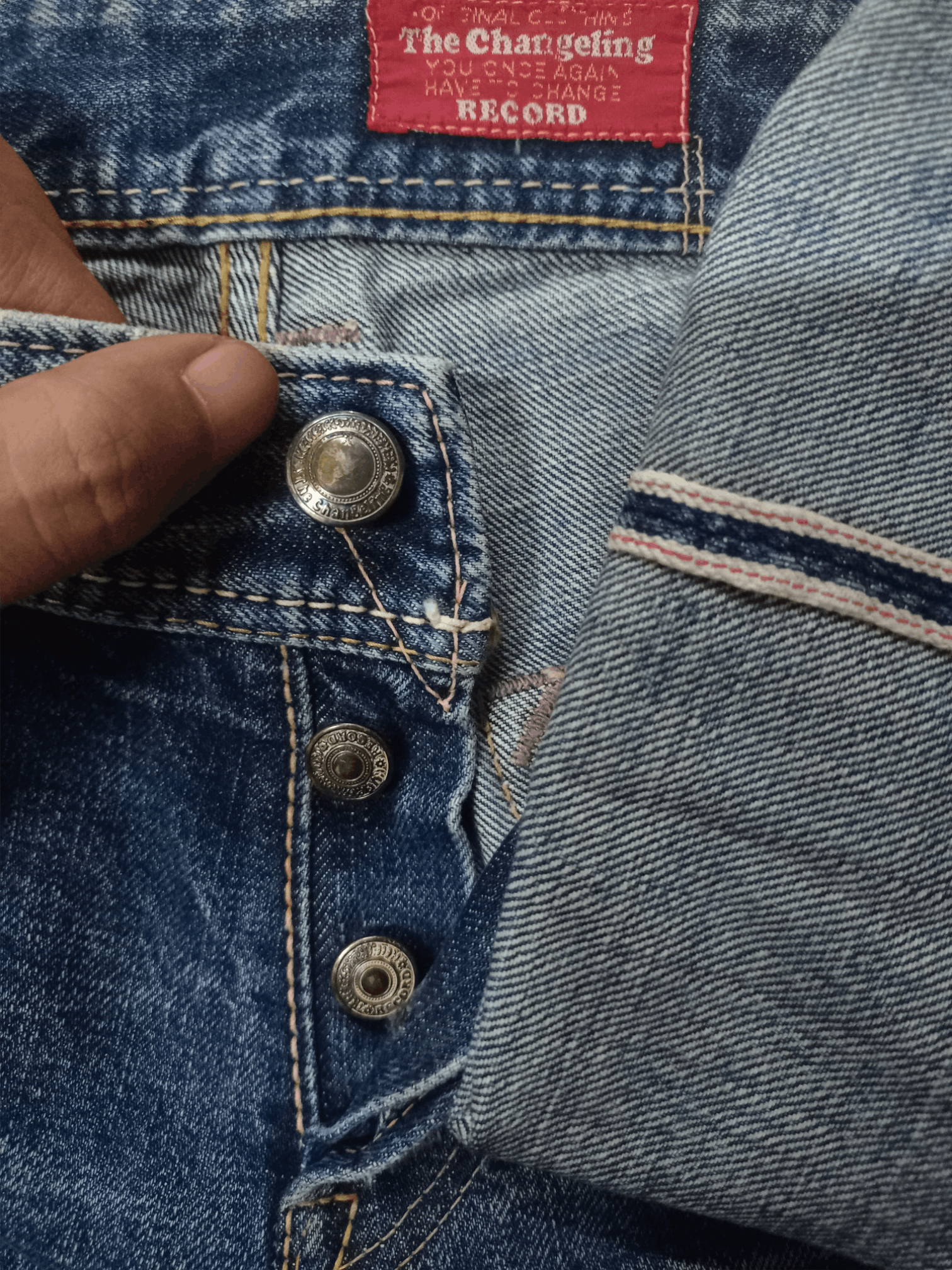 Japanese Brand Vintage THE CHANGELING Selvedge Distressed Loose Jeans Size US 33 - 3 Thumbnail