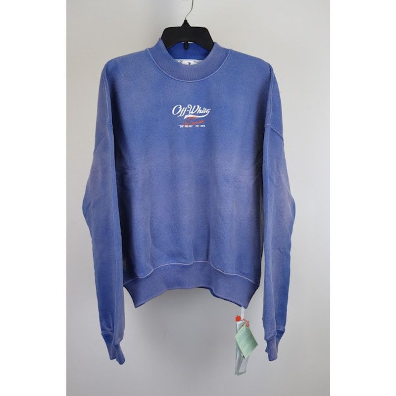 Off-White o1rshd1 Wave Off Boxy Crewneck in Purple/White Size US S / EU 44-46 / 1 - 1 Thumbnail