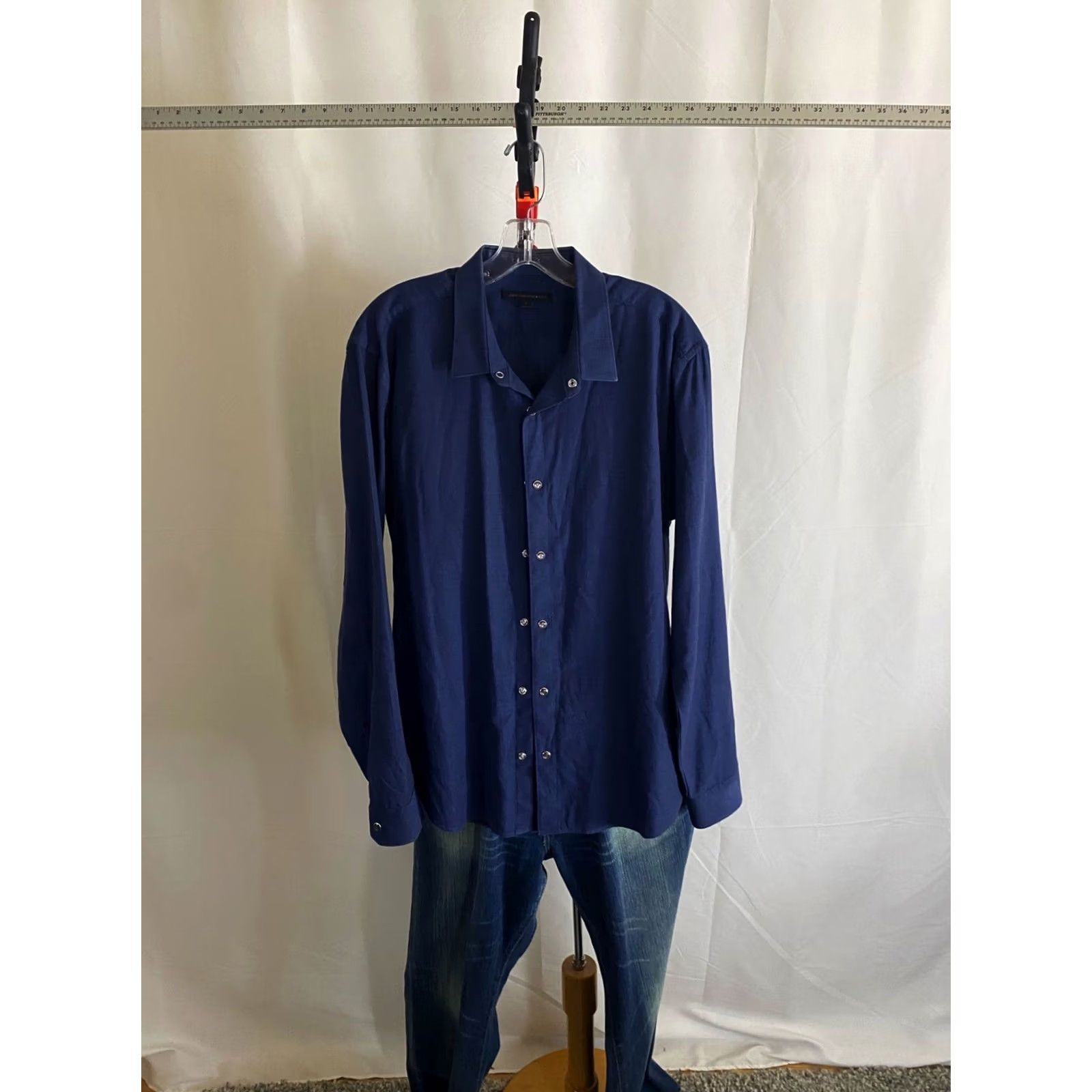 John Varvatos John Varvatos Shirt Long Sleeve Button-Up Mens Large L Blue Pearl Snap SHIRT Size US L / EU 52-54 / 3 - 3 Thumbnail