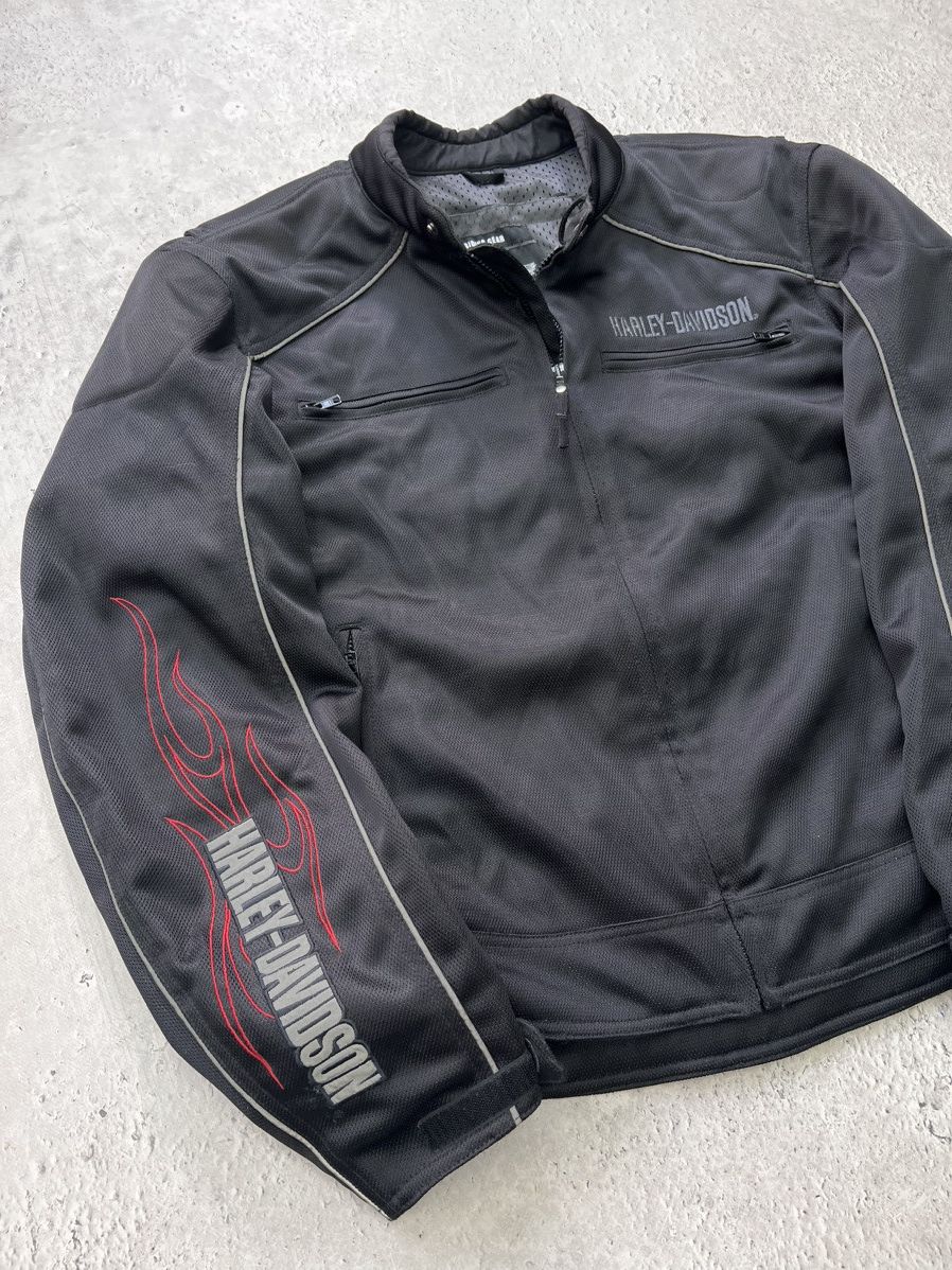Harley Davidson × Vintage Vintage MESH Harley Davidson FLAME MOTO JACKET Y2K 2000's Size US L / EU 52-54 / 3 - 4 Thumbnail