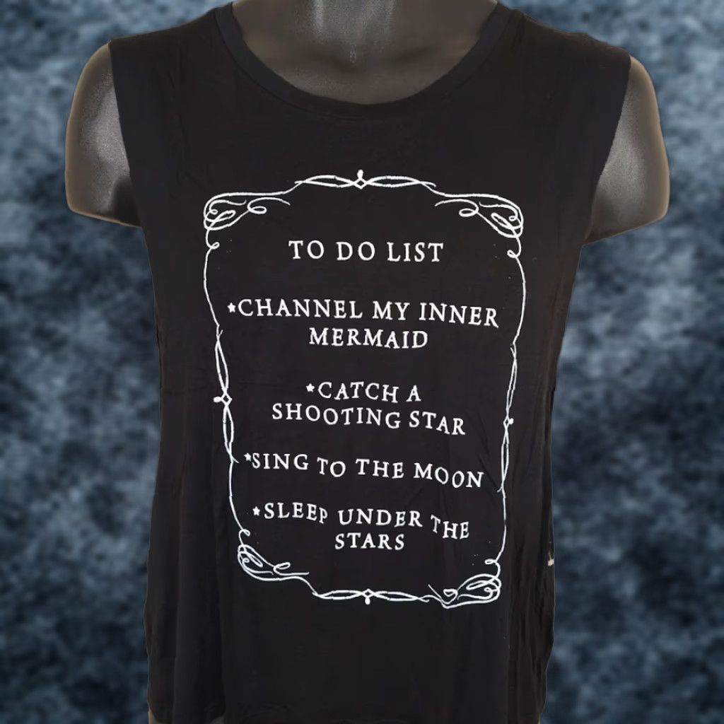 Moonstar Desert Dreamer Tank Top Womens Size Medium Black Mermaid Shooting Star Moon Shirt Size M / US 6-8 / IT 42-44 - 1 Thumbnail
