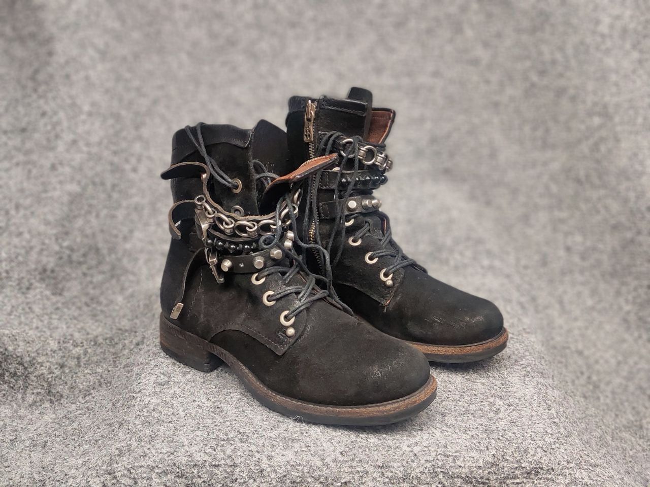 A.S.98 A.S.98 Vintage Black Suede Avant garde Mid Calf Combat Boots Size US 6 / IT 36 - 8 Thumbnail