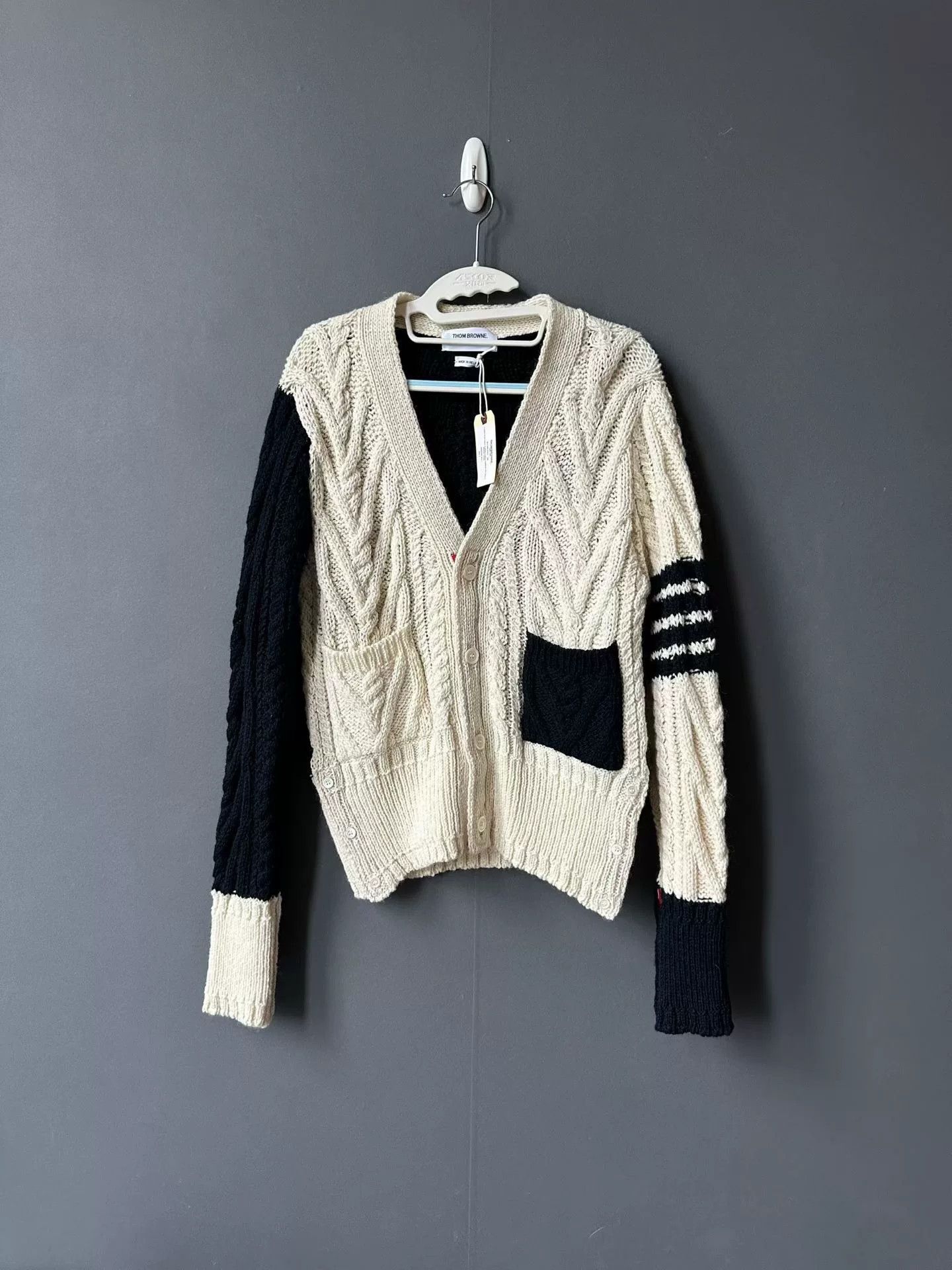 Thom Browne Thom Browne Color-Blocked Cable Knit Cardigan Size US M / EU 48-50 / 2 - 1 Thumbnail