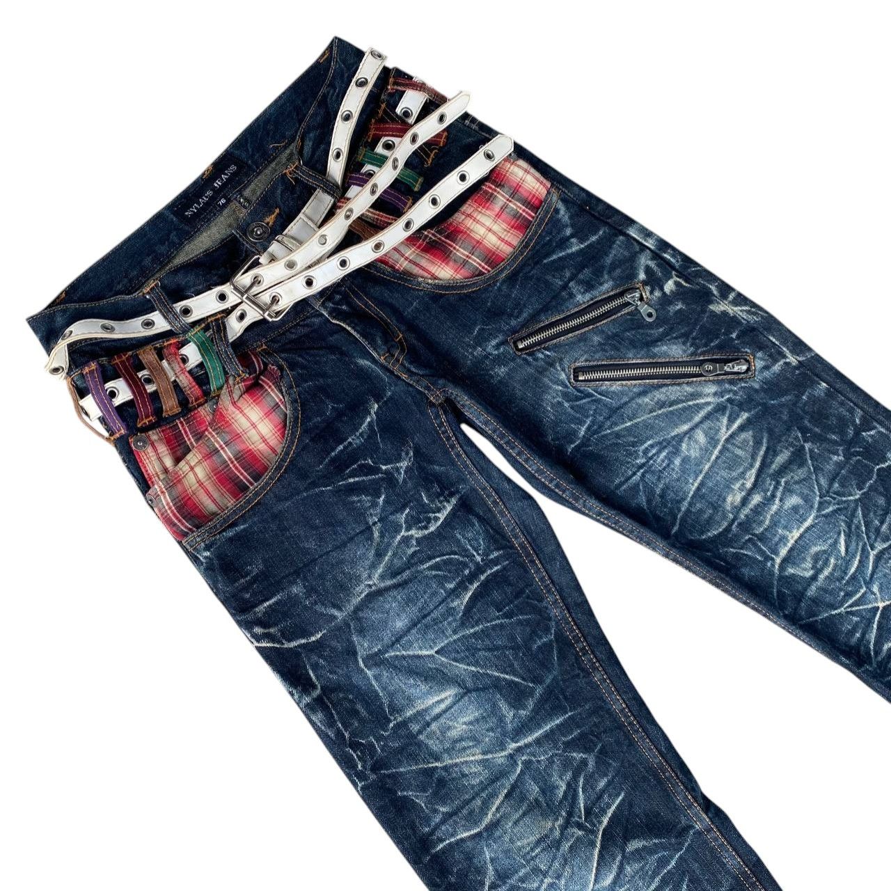 Japanese Brand Harajuku Y2K Nylaus Japan Double-Waist Belted Jean Ghostclaw Size US 29 - 6 Thumbnail