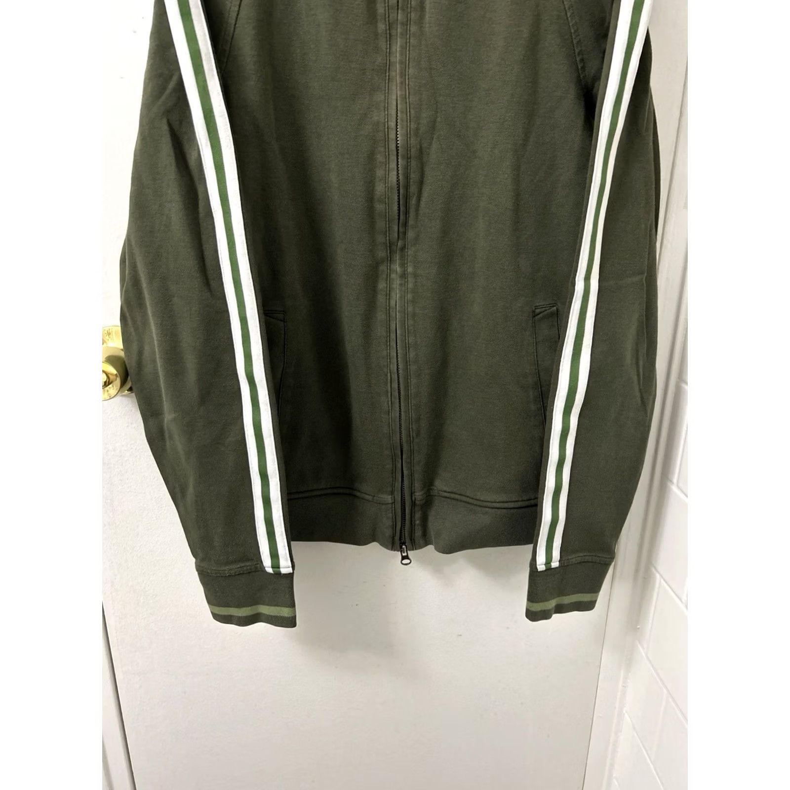 Banana Republic Banana Republic Track Jacket Mens M Army Green Full Zip Racing Stripes Shirt? Size US M / EU 48-50 / 2 - 3 Thumbnail