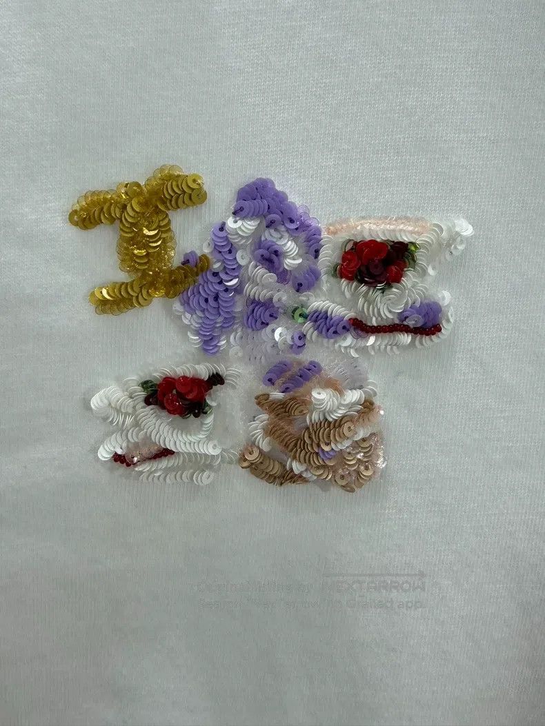 Chanel Chanel High-end handicraft workshop white beaded T-shirt Size M / US 6-8 / IT 42-44 - 3 Thumbnail