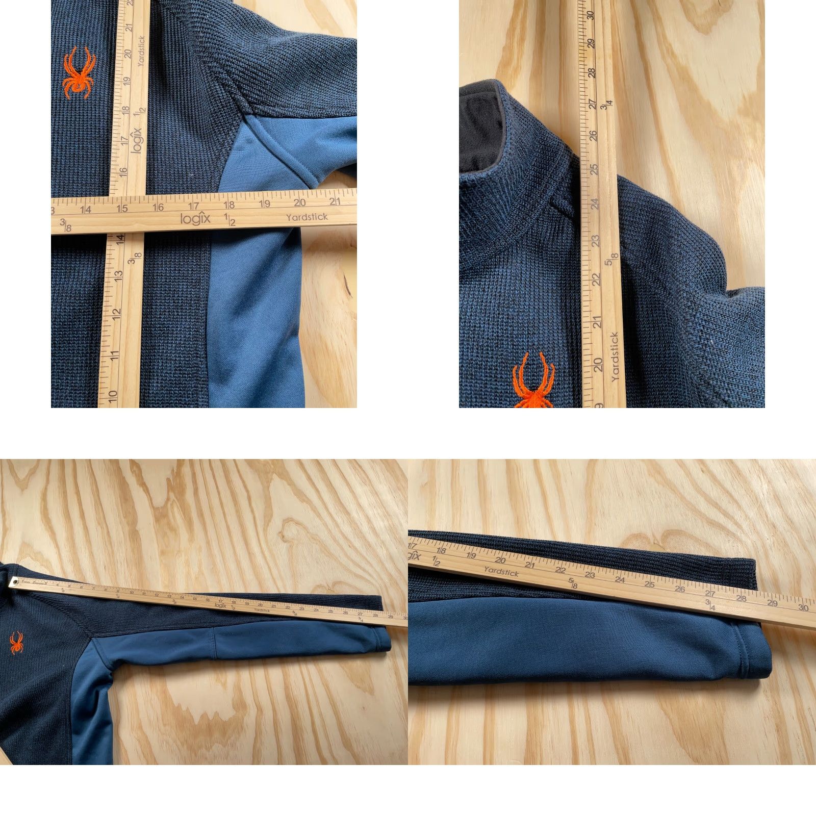 Spyder Spyder Outbound 1/4 Zip Sweater Shirt Adult Medium Dark Blue Orange Ribbed Knit Size US M / EU 48-50 / 2 - 8 Thumbnail