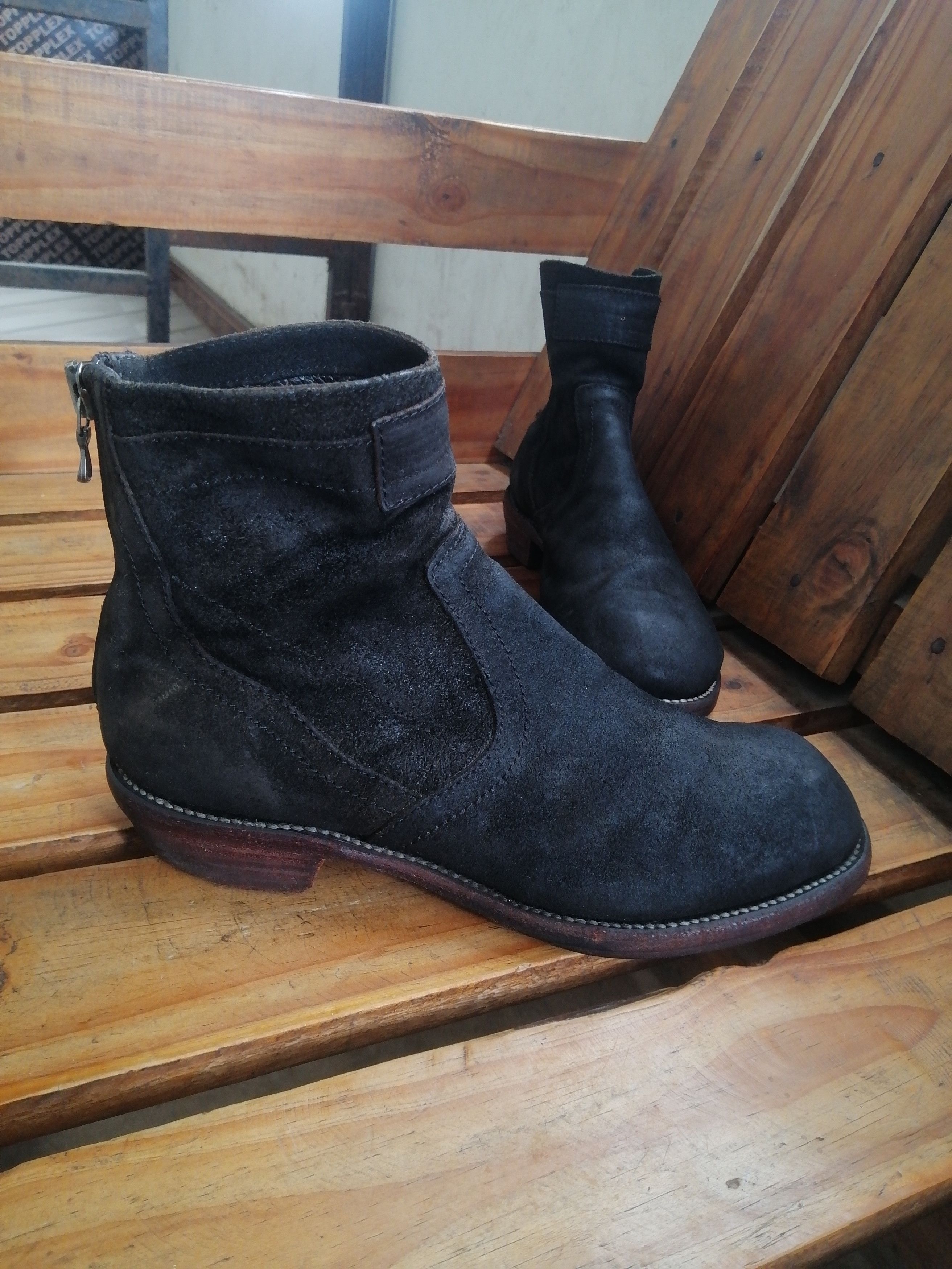 Julius Julius Dark Green Distressed Leather Zip Boots Fits EU 41 Size US 8 / EU 41 - 1 Thumbnail