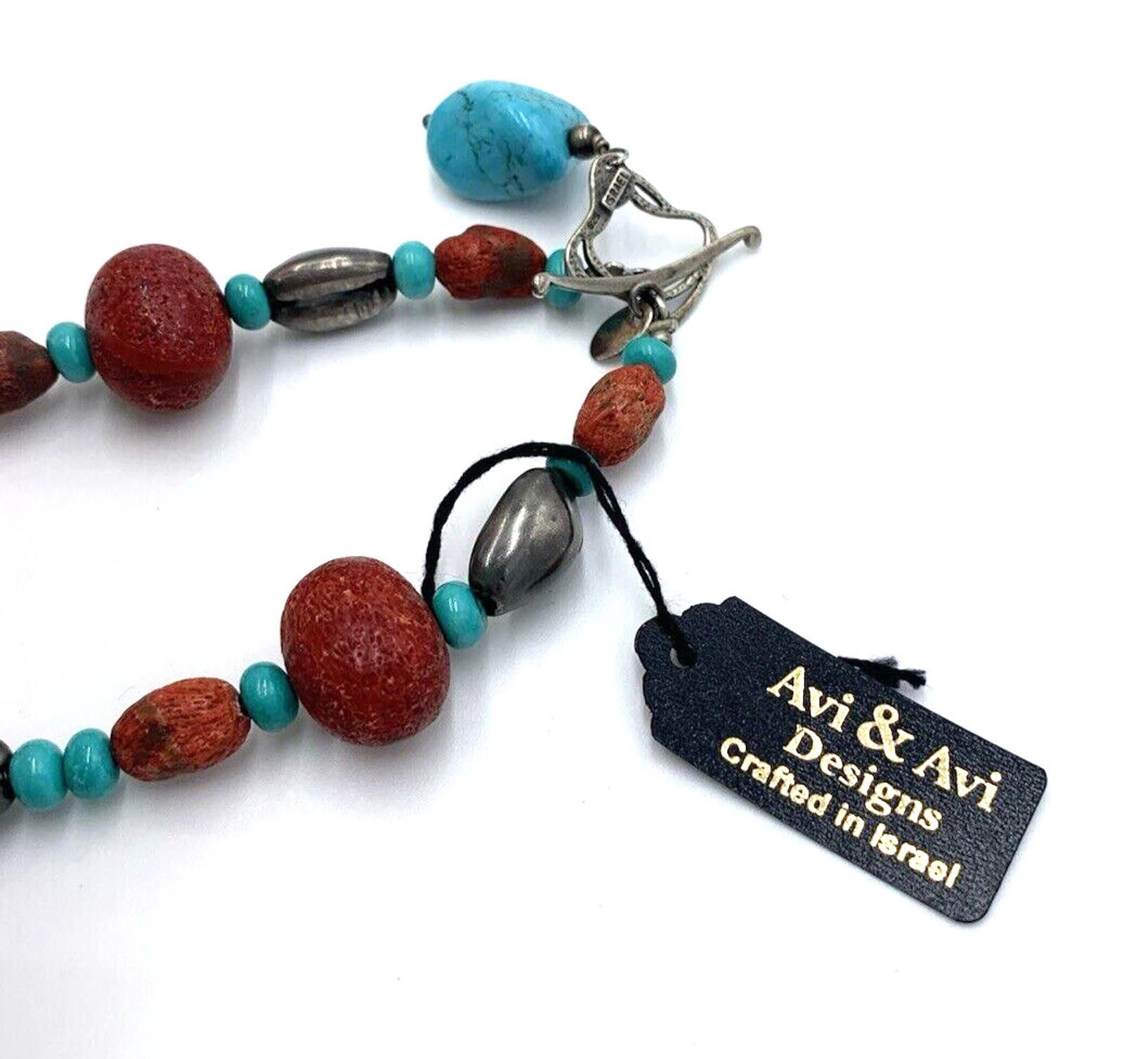 Other Avi Soffer Israel 925 Silver Turquoise Coral Necklace NWT Size ONE SIZE - 2 Thumbnail