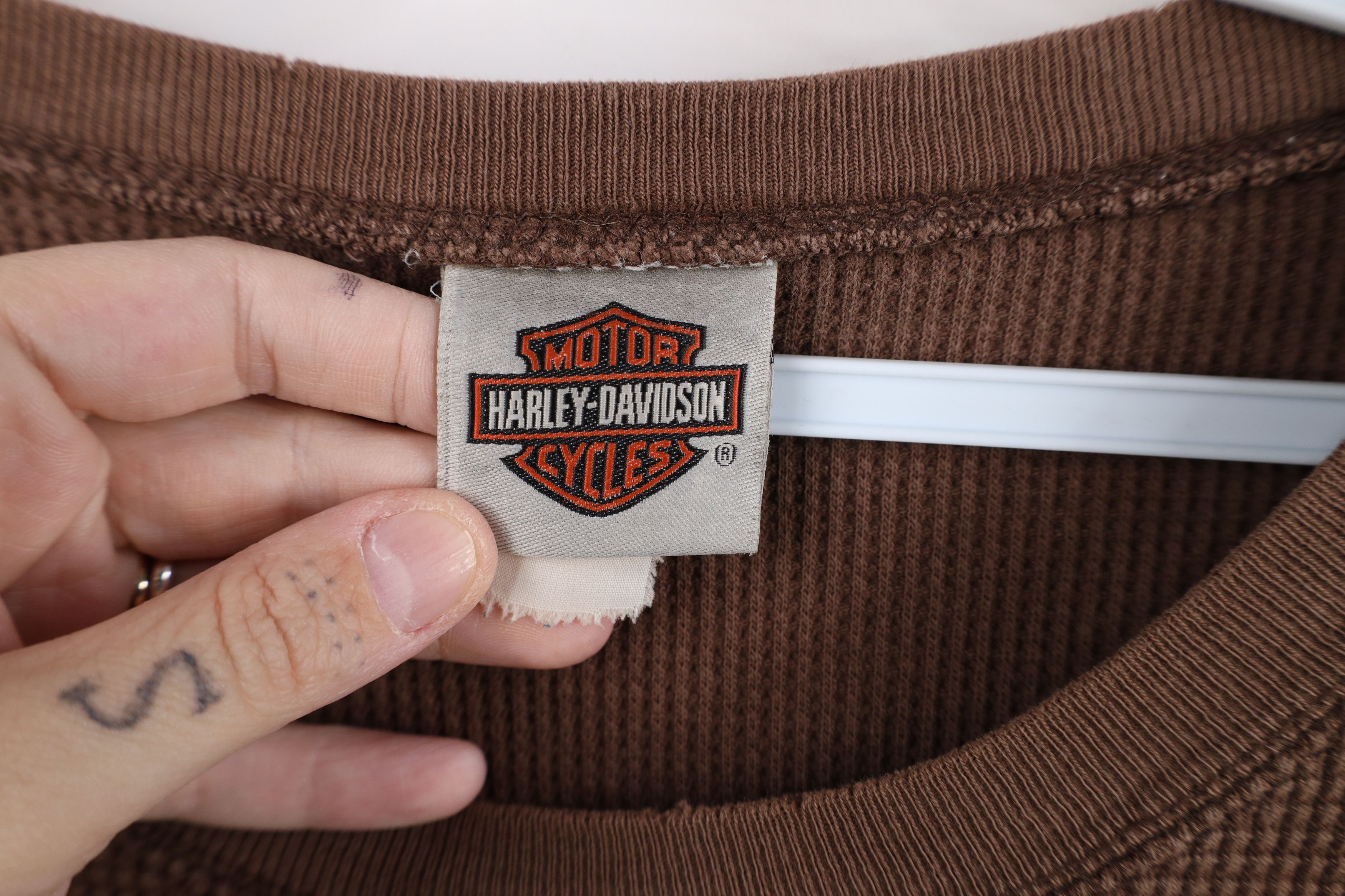 Harley Davidson Vintage Harley Davidson Waffle Knit Long Sleeve T-Shirt Size US XL / EU 56 / 4 - 9 Thumbnail