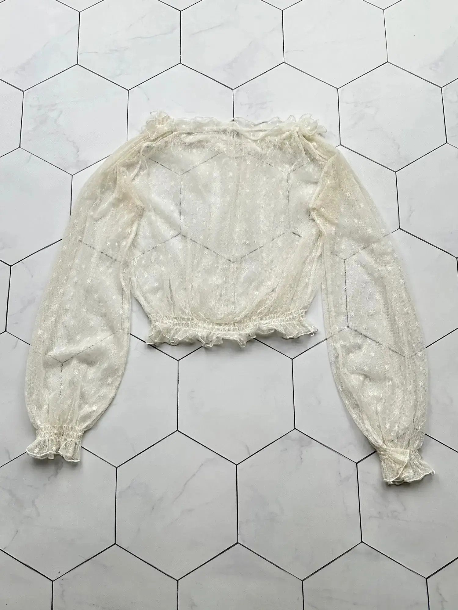 Japanese Brand Vintage Mesh Cropped Blouse (B408)D15E2 Size M / US 6-8 / IT 42-44 - 4 Thumbnail