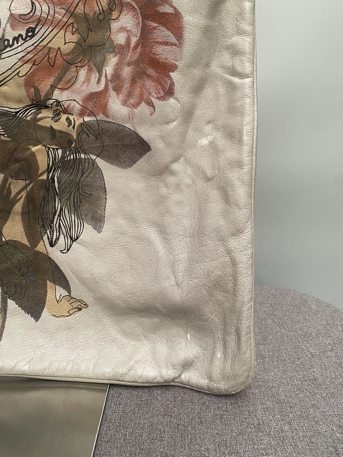 John Galliano S/S 2010 Leather Painted Tote Bag Size ONE SIZE - 3 Thumbnail