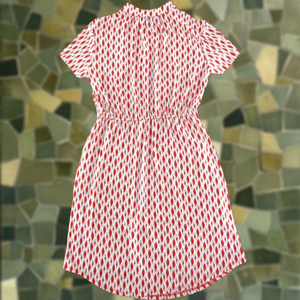 Vintage Fenn Wright Manson Red White Grey Geometric Pocket Stretch Short Sleeve Dress 8 Size 30" / US 8 / IT 44 - 1 Thumbnail