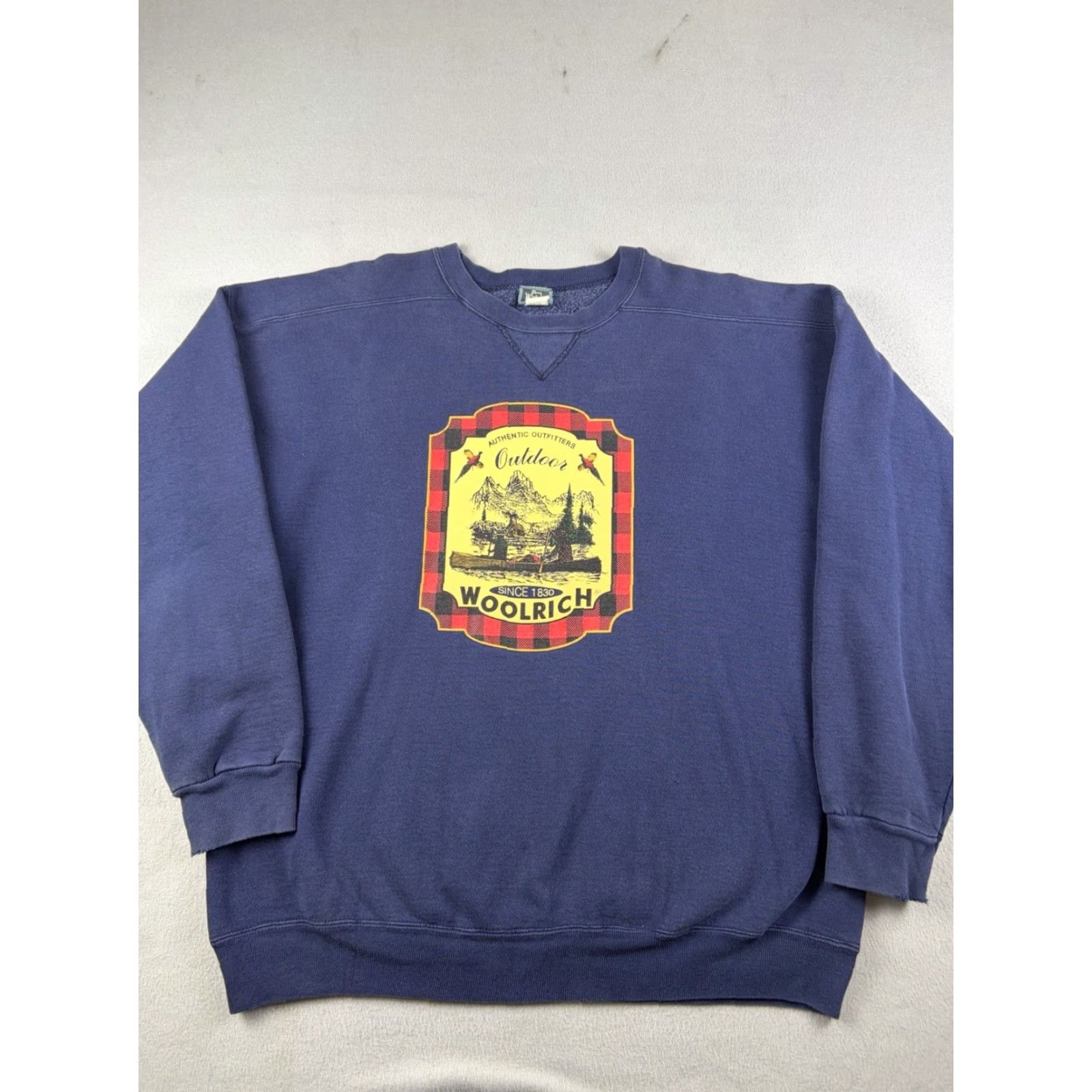 Vintage VINTAGE Woolrich Sweatshirt XL Blue 90s Pullover Men Cotton Fleece Logo Outdoors Camping Canoe Outfitters Days Size US XL / EU 56 / 4 - 2 Thumbnail