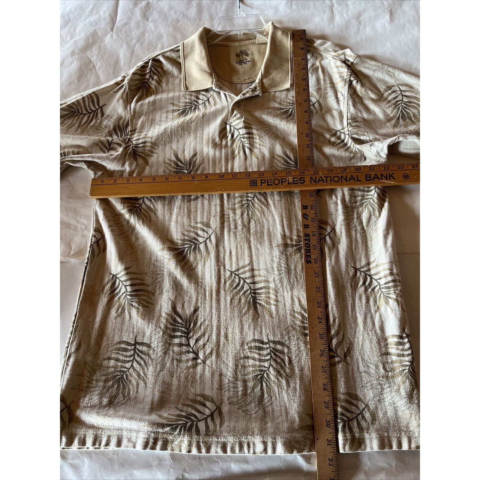 Arrow Arrow Vintage Polo Men's XL Beige Floral SS 1/4 Button Shirt Size US XL / EU 56 / 4 - 11 Thumbnail