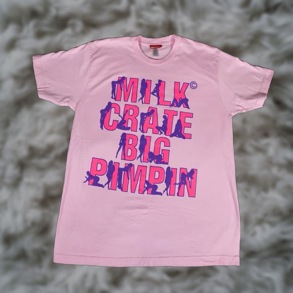 Pinko Milkcrate NYC Men's T-Shirt Large Pink USA Logo Short Sleeve Crew Neck Summer Fall Spring Made in USA Size US L / EU 52-54 / 3 - 1 Thumbnail