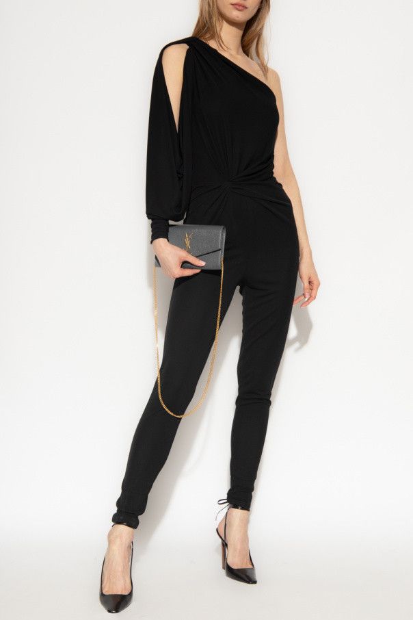 Saint Laurent Paris o1s1wg111124 Combinaison Jersey Jumpsuit in Fluide Noir Size L / US 10 / IT 46 - 2 Thumbnail