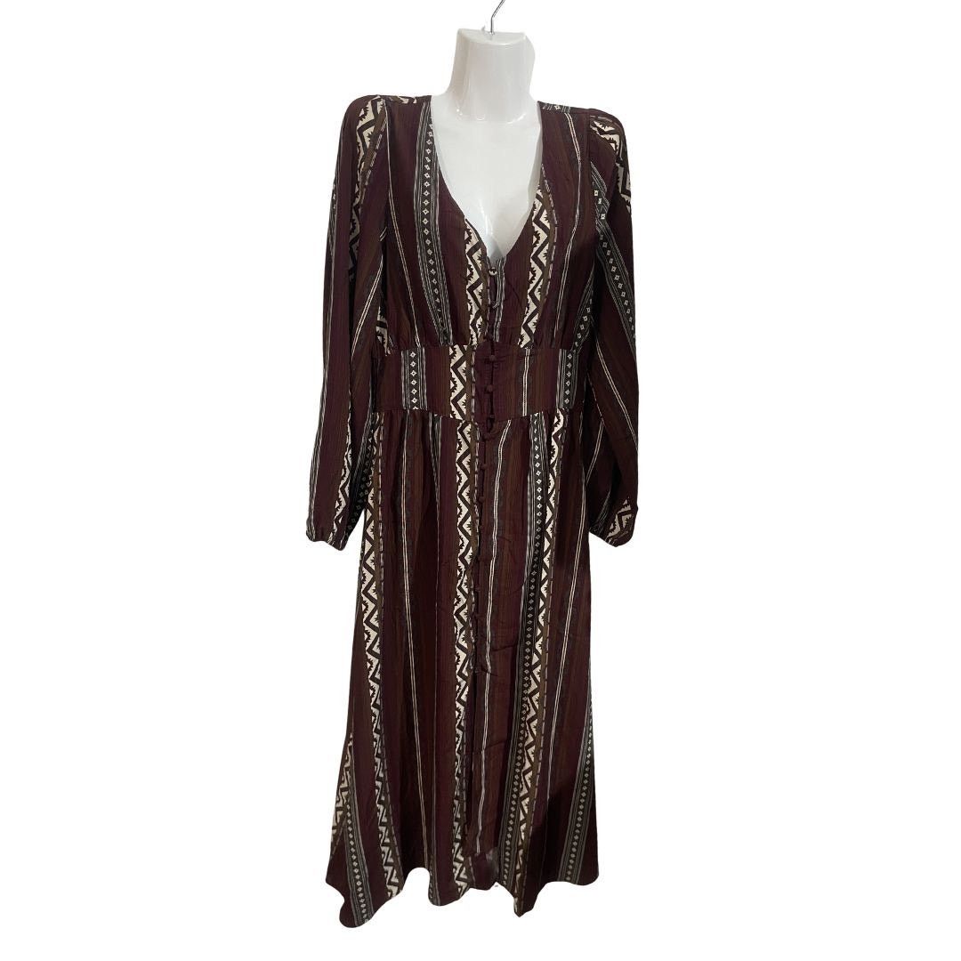 Wrangler Southwestern Striped Long Button Maxi Dress Medium Western Size M / US 6-8 / IT 42-44 - 3 Thumbnail