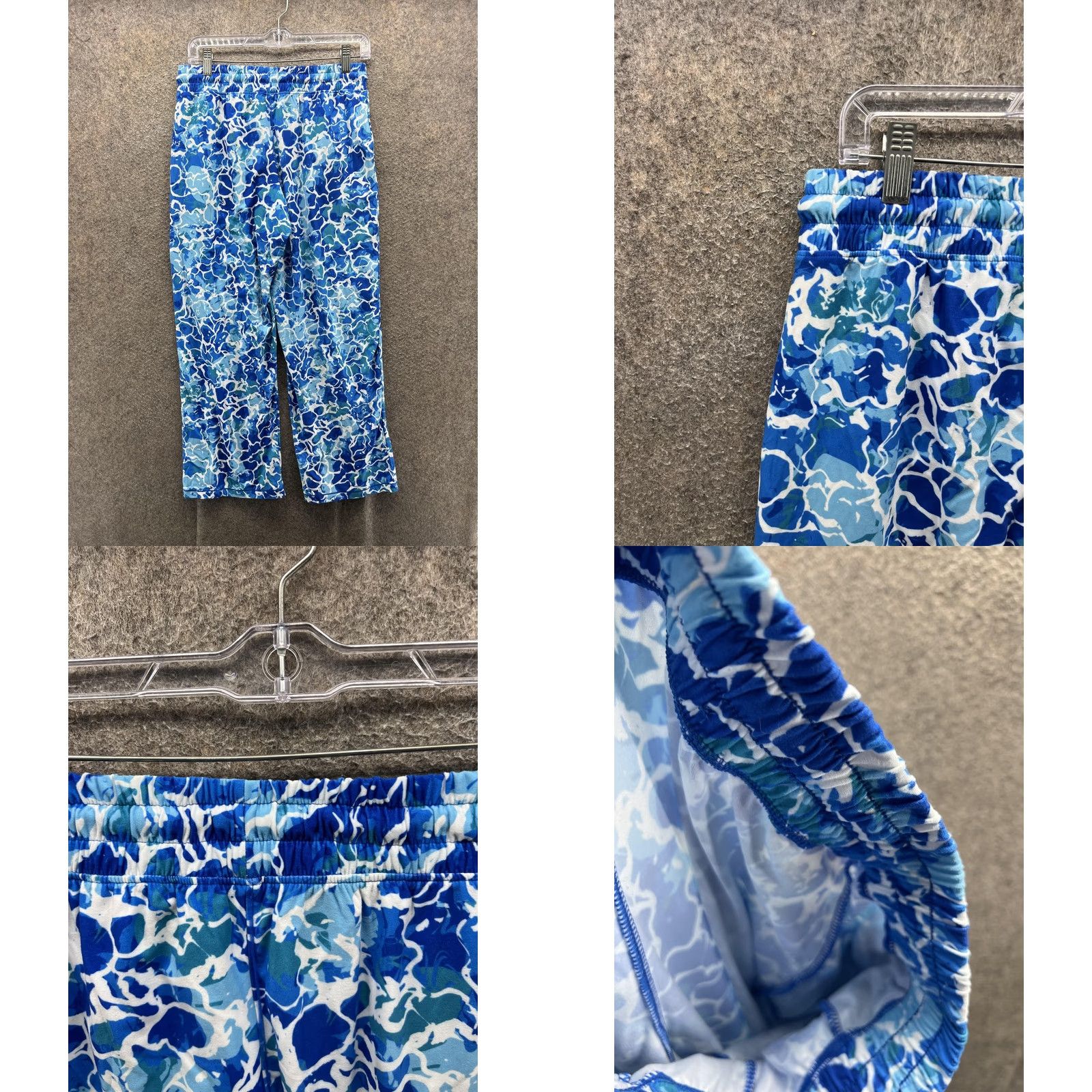Vintage Reel Legends Sweatpants Womens PS Petite Blue Camo Drawstring Beach Wide Leg Pants Size 28" / US 6 / IT 42 - 8 Thumbnail