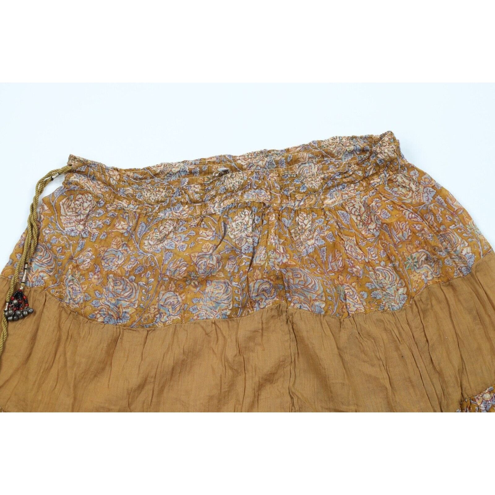 Vintage Vintage 60s 70s Indian Gauze Gauzy Cotton Roped Skirt Size 26" / US 2 / IT 38 - 2 Thumbnail