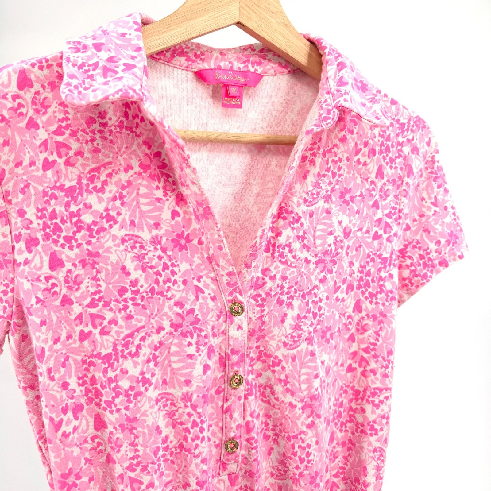 Lilly Pulitzer Lilly Pulitzer Pink Floral Heart Print Jersey Knit Romper Size 27" / US 4 / IT 40 - 2 Thumbnail