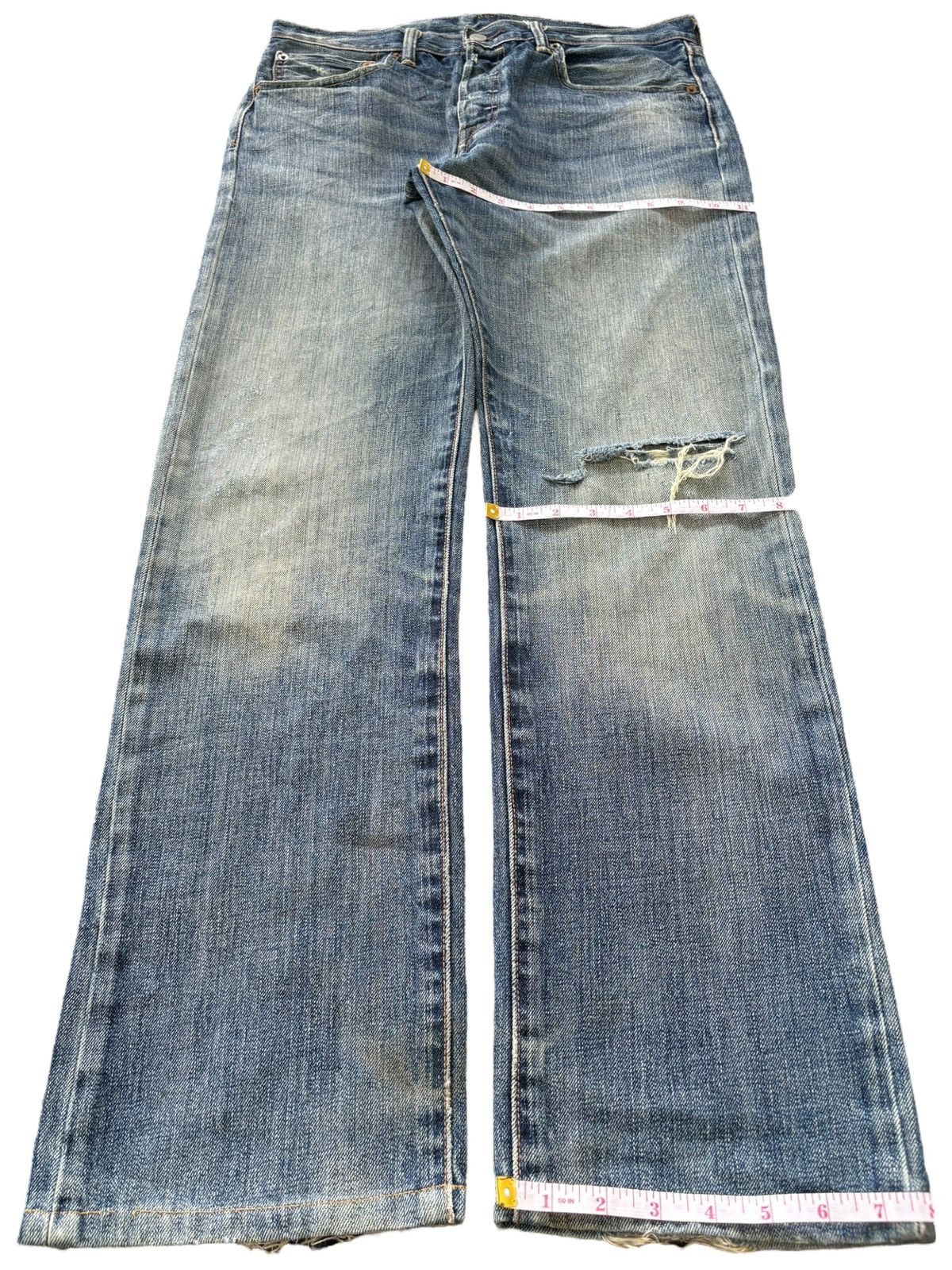 Levi's Y2K Levis 501 Mud Wash Distress Loose Jeans Size US 33 - 11 Thumbnail