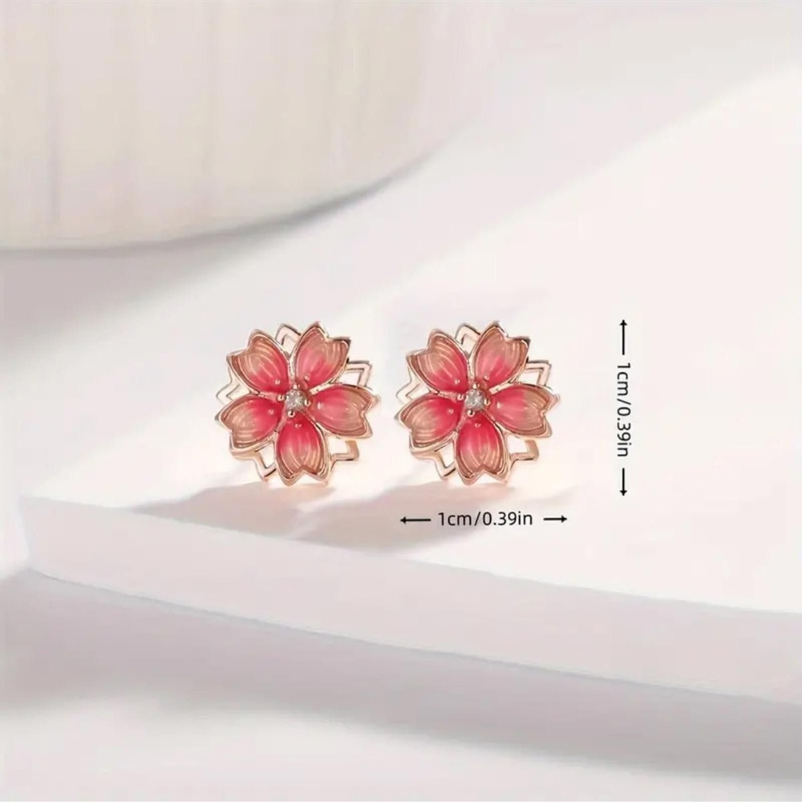 Designer Pink Floral Stud Earrings New Size ONE SIZE - 4 Thumbnail