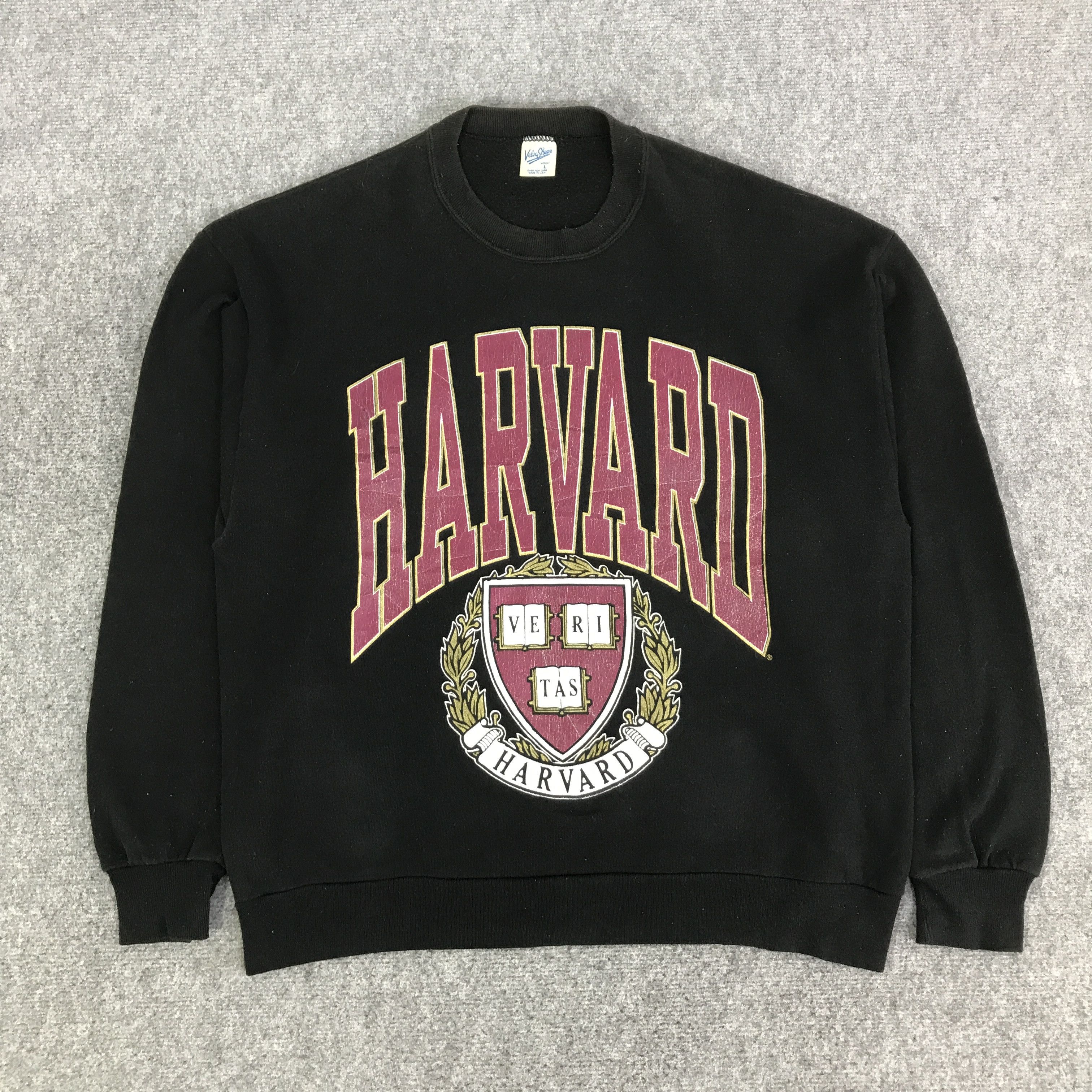 Velva Sheen VINTAGE HAVARD BLACK SWEATSHIRT K105B9 Size US L / EU 52-54 / 3 - 1 Thumbnail