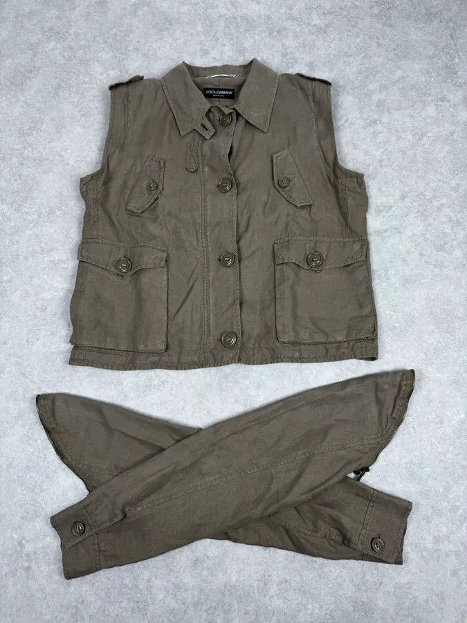 Dolce & Gabbana SS2004 Dolce & Gabbana Beige Linen Buttoned Jacket Size US S / EU 44-46 / 1 - 8 Thumbnail