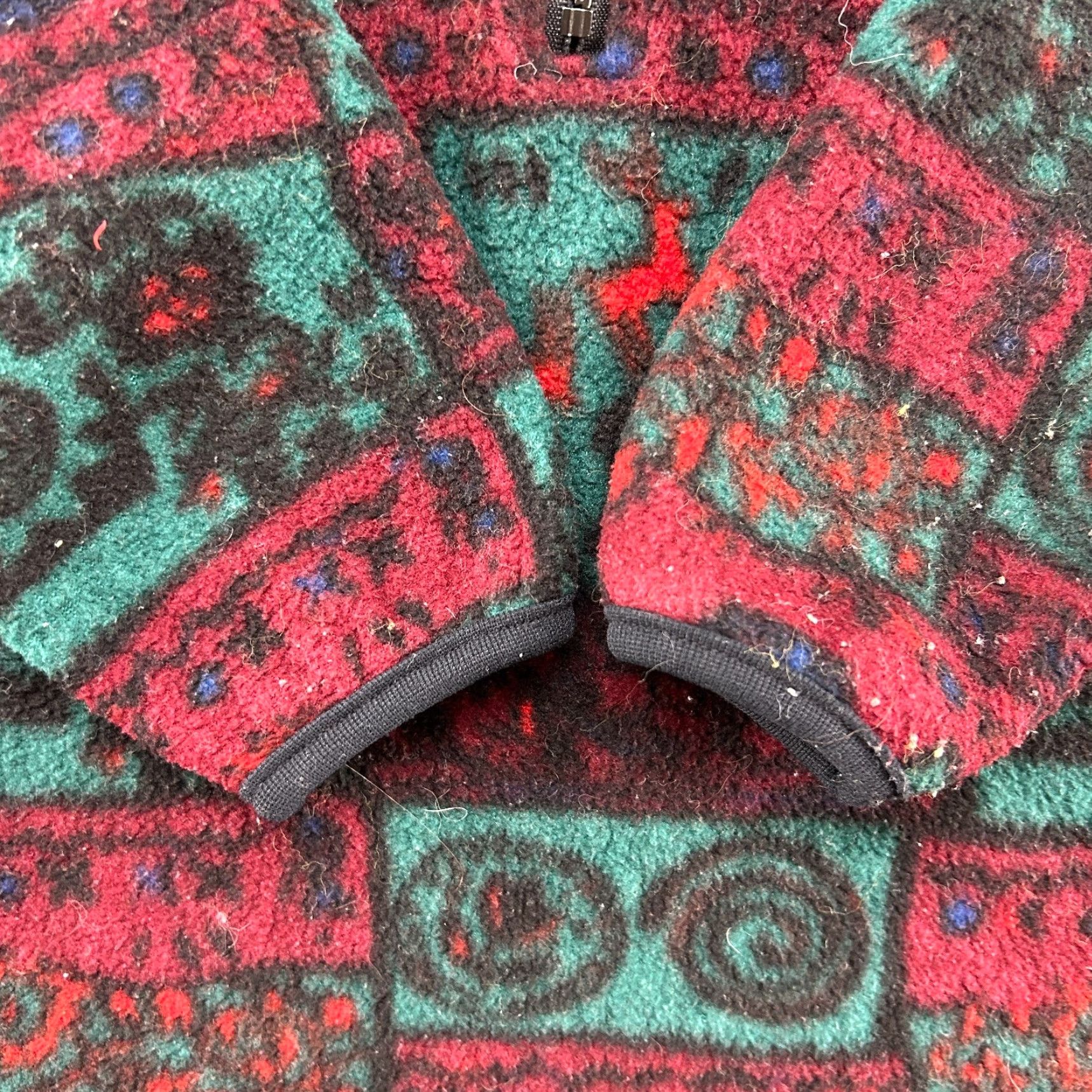Obermeyer VINTAGE Obermeyer Jacket Womens M Red Green 1/2 Zip Tribal Fleece Abstract 90s Size M / US 6-8 / IT 42-44 - 2 Thumbnail