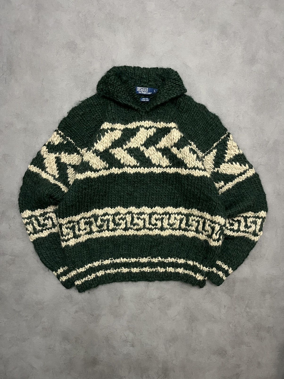 Vintage 90s polo ralph lauren hand knit sweater 100% wool