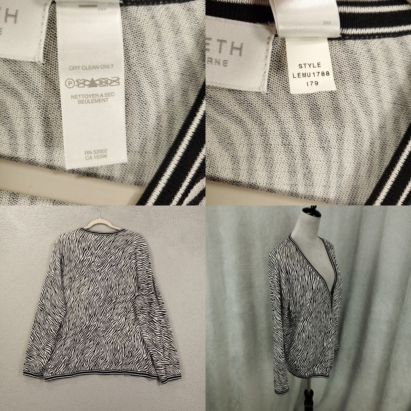 Liz Claiborne Womens Cardigan 2X Zebra Animal Print Button Closure Knit V-Neck Long Sleeve Liz Claiborne Size XXL / US 16-18 / IT 52-54 - 8 Thumbnail