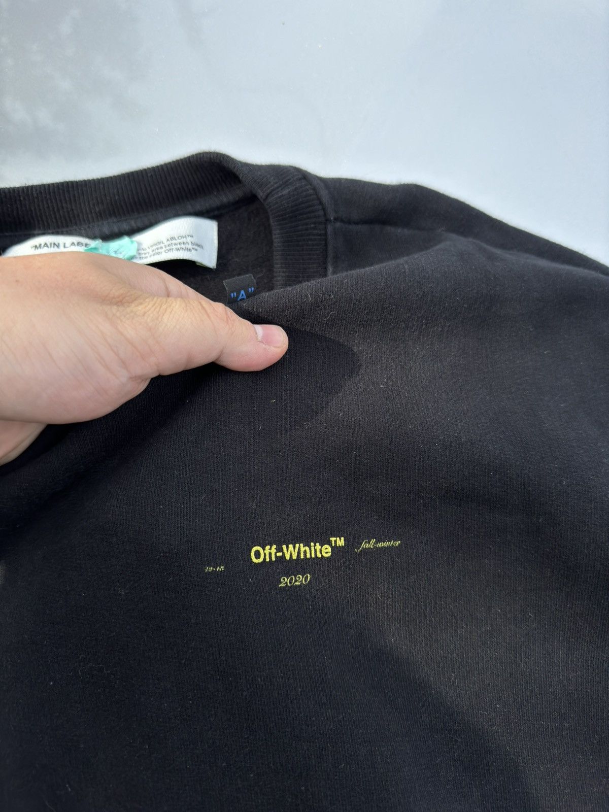 Off-White Off White Yellow Black Acrylic Arrow Logo Sweathsirt Size US L / EU 52-54 / 3 - 4 Thumbnail
