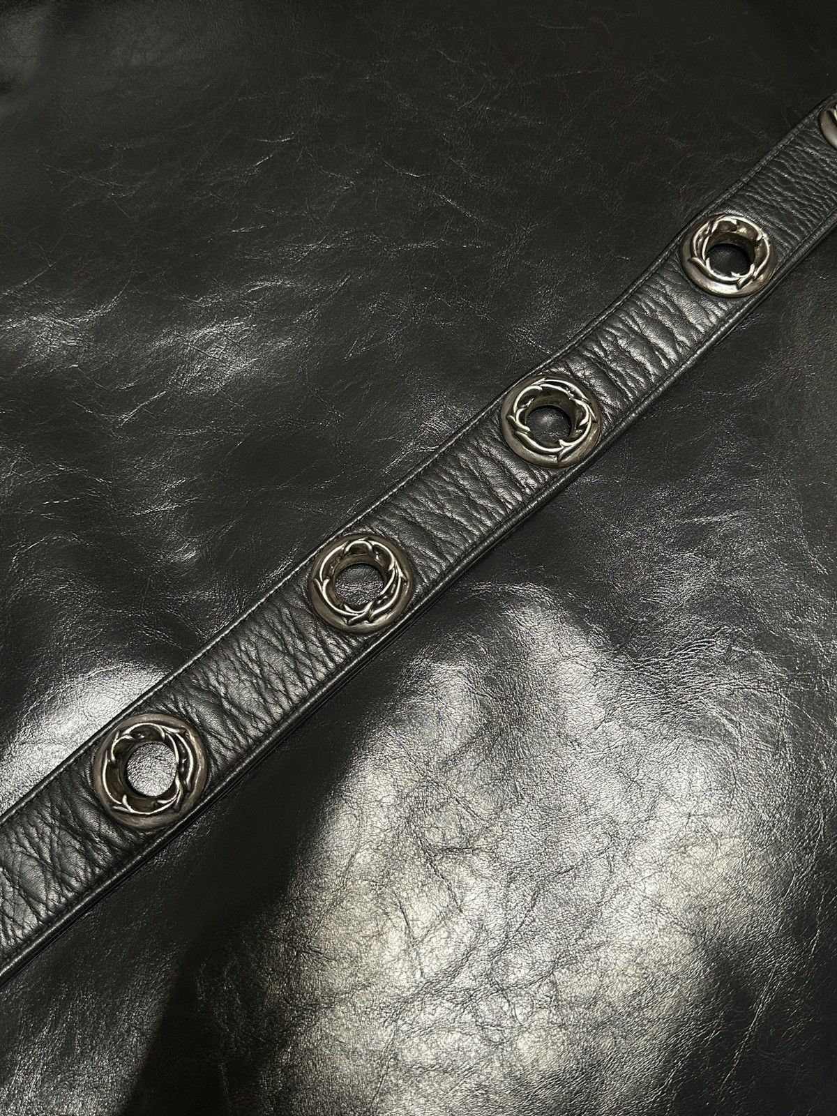Chrome Hearts Large Grommet Oiled Leather Belt Strap Size 34 - 5 Thumbnail