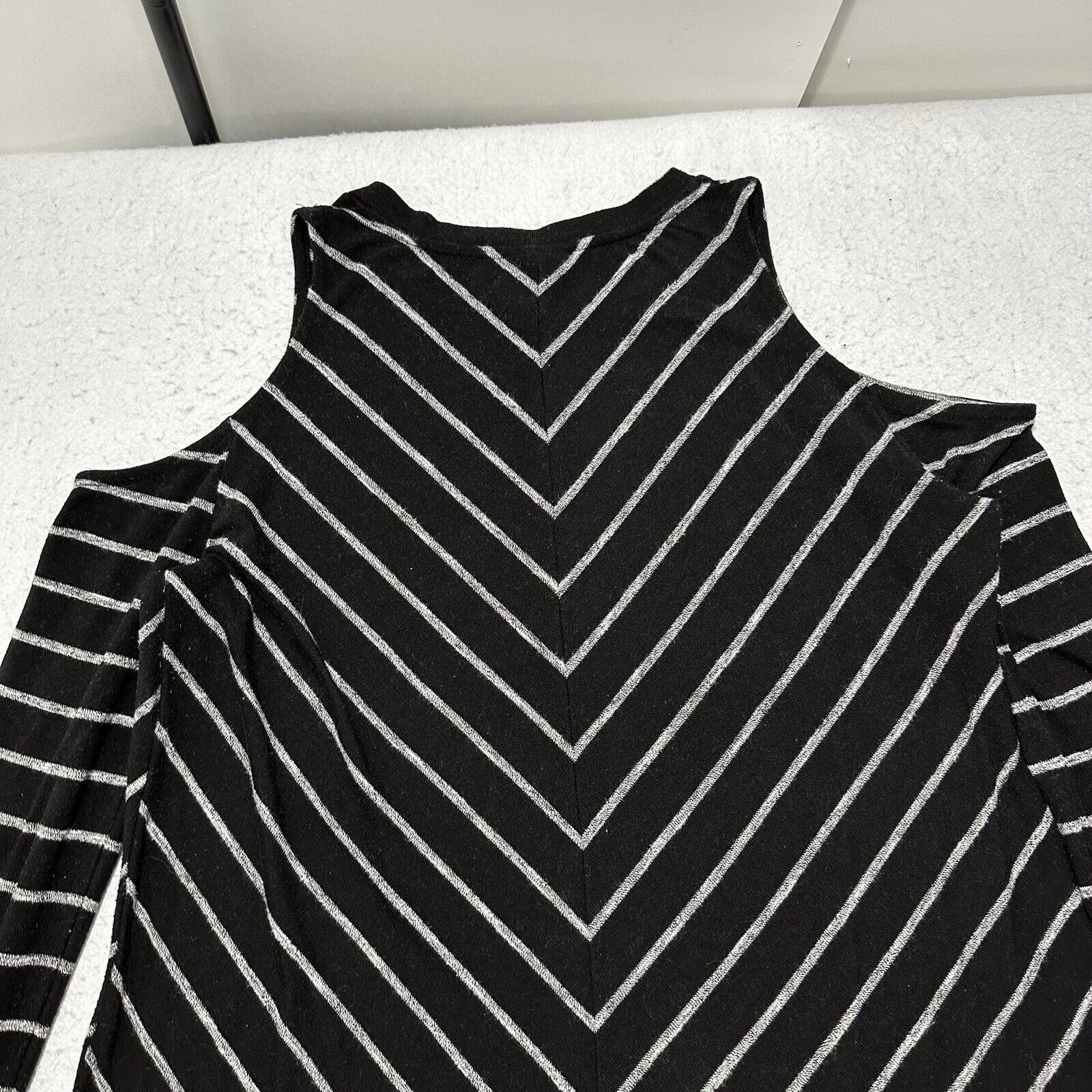 Other a.n.a. XL Cold Shoulder A-Line Striped Dress Black Gray Size XL / US 12-14 / IT 48-50 - 11 Thumbnail