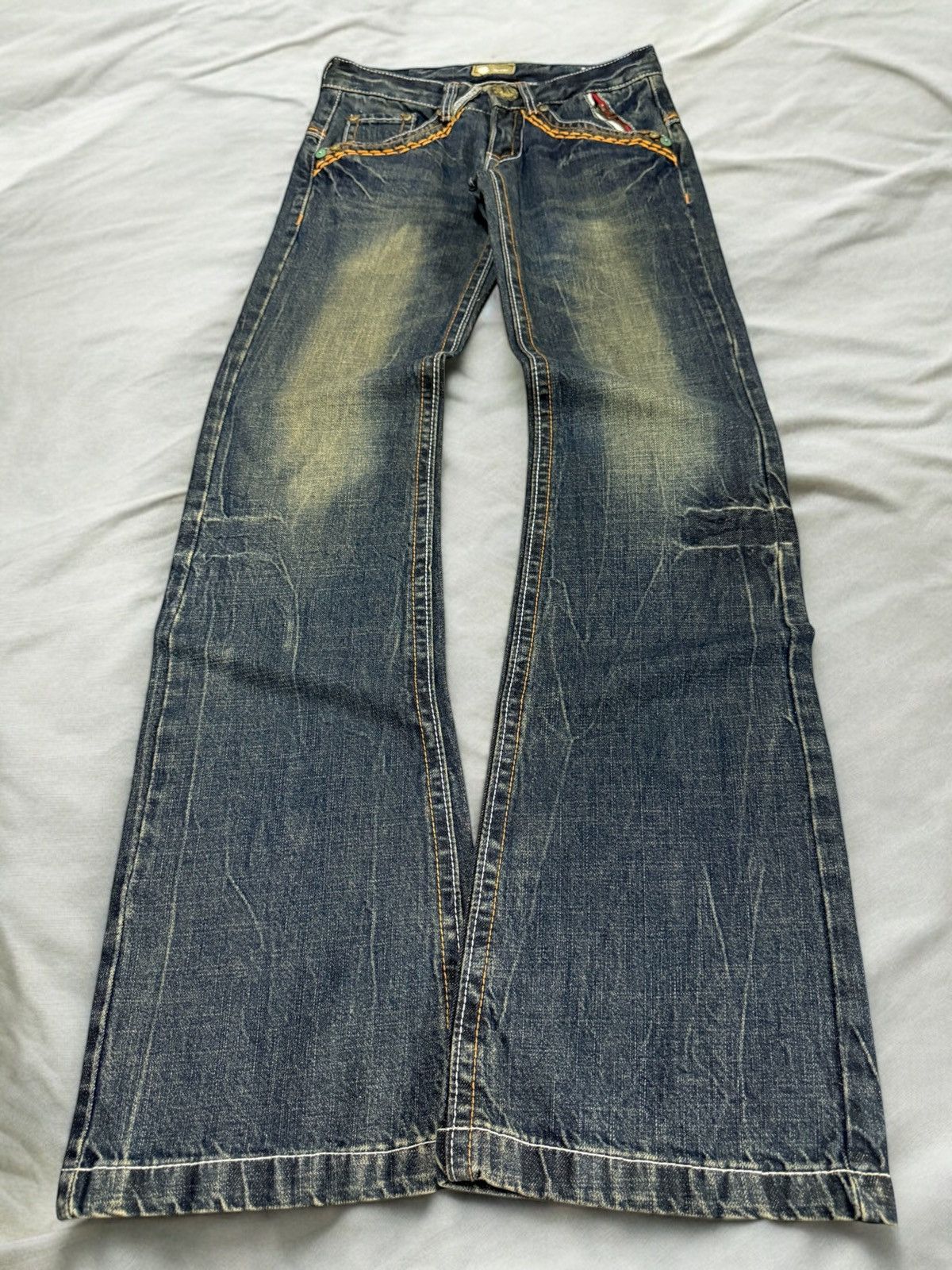 R By 45rpm Japan Dark Muddy Wash Low Rise Flared Jeans