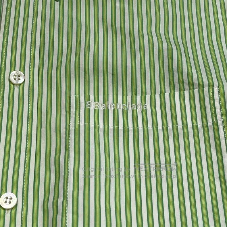 Balenciaga Balenciaga Grass Green Striped Shirt Size XS / US 0-2 / IT 36-38 - 4 Thumbnail