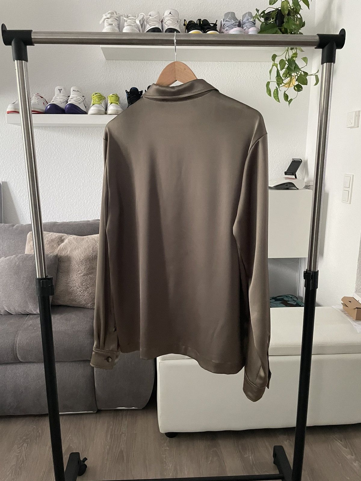 Nanushka Nanushka Silk Optic Khaki Brown Size US M / EU 48-50 / 2 - 2 Thumbnail