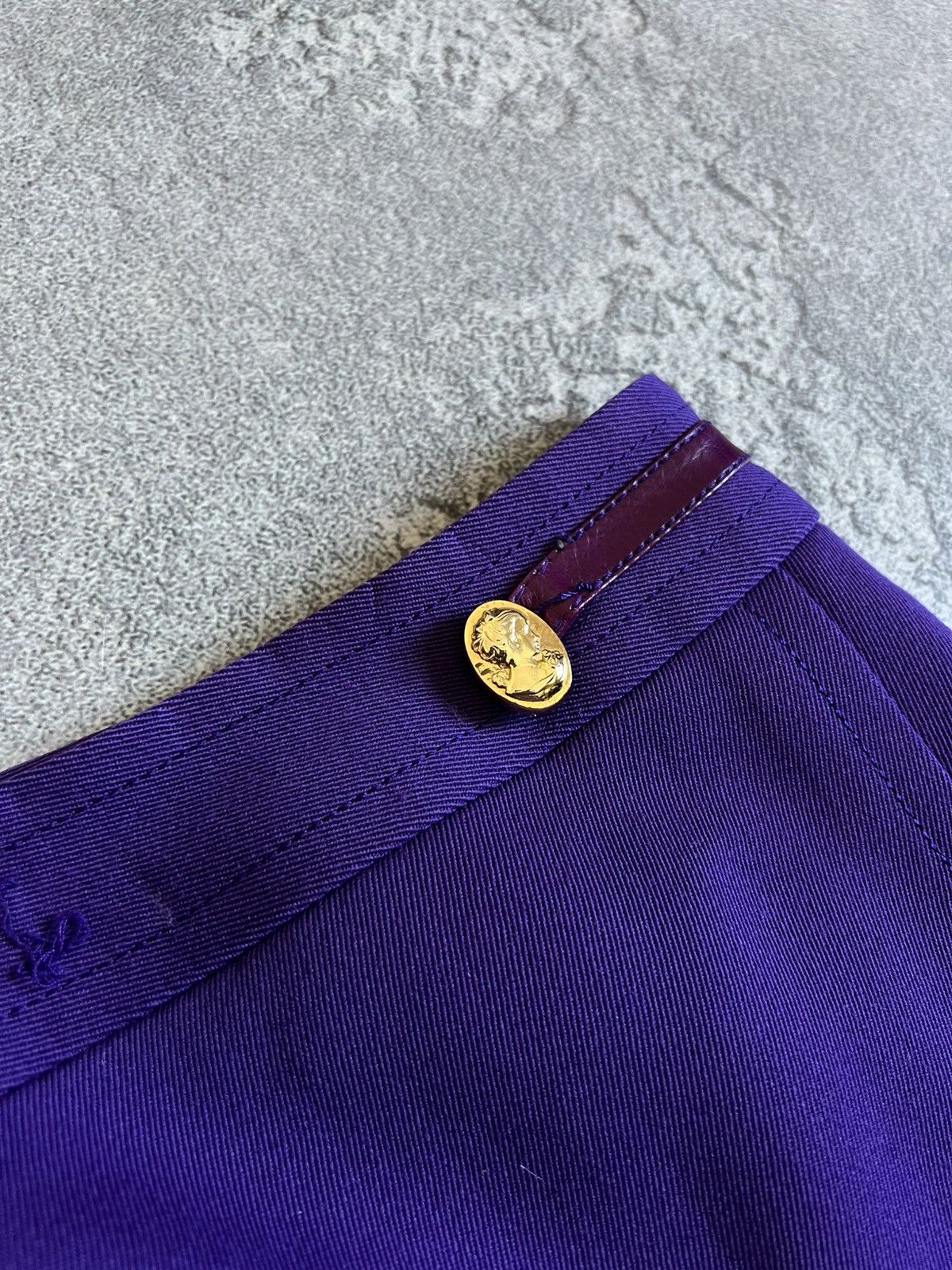 Celine × Vintage Vintage CELINE Paris Purple Wool Zip Skirt Pleated Size 46 Size 32" / US 10 / IT 46 - 6 Thumbnail