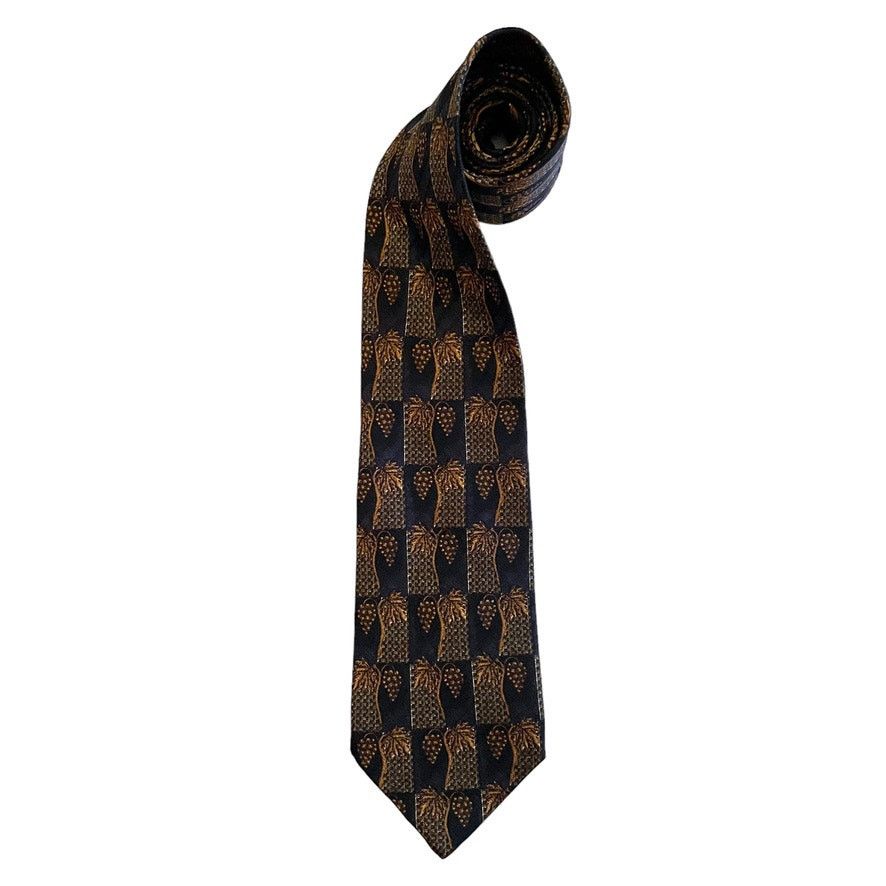 Ermenegildo Zegna Ermenegildo Zegna Exclusive Design Grape Leaf Silk Print Tie Size ONE SIZE - 11 Thumbnail