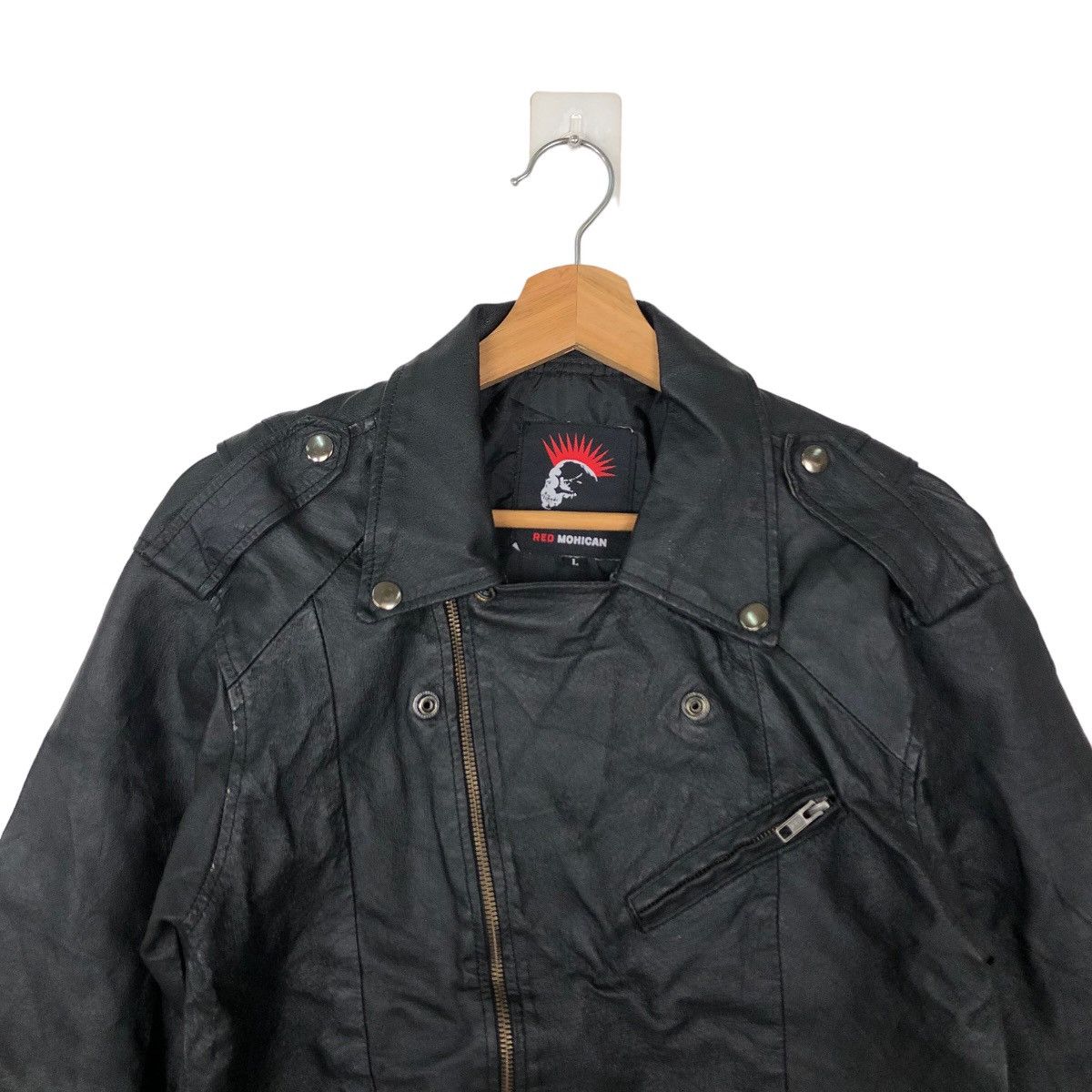 Japanese Brand 🔥VINTAGE BIKER DOUBLE BREAST LEATHER JACKET RED MOHICAN Size US L / EU 52-54 / 3 - 2 Thumbnail