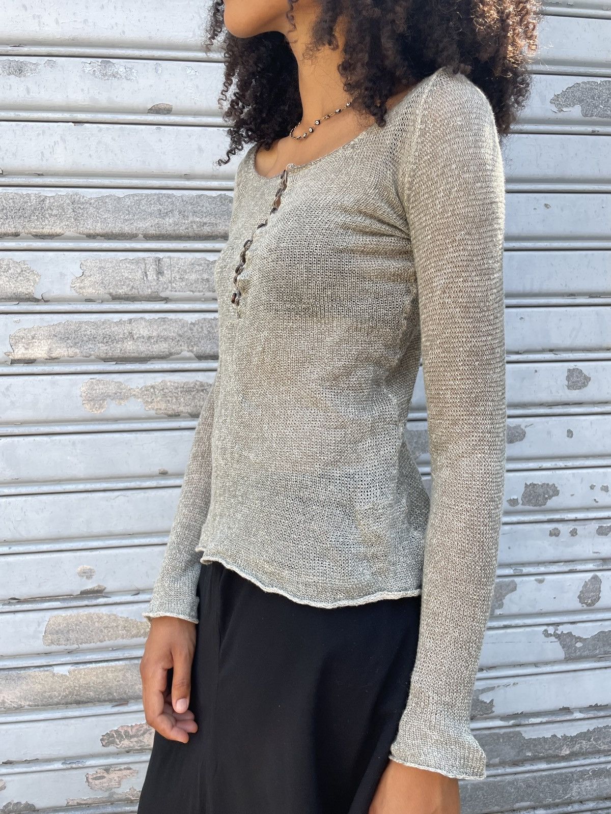10sei0otto 10seiOotto Mesh-Knit Wool L/S Sample Shirt Size S / US 4 / IT 40 - 3 Thumbnail
