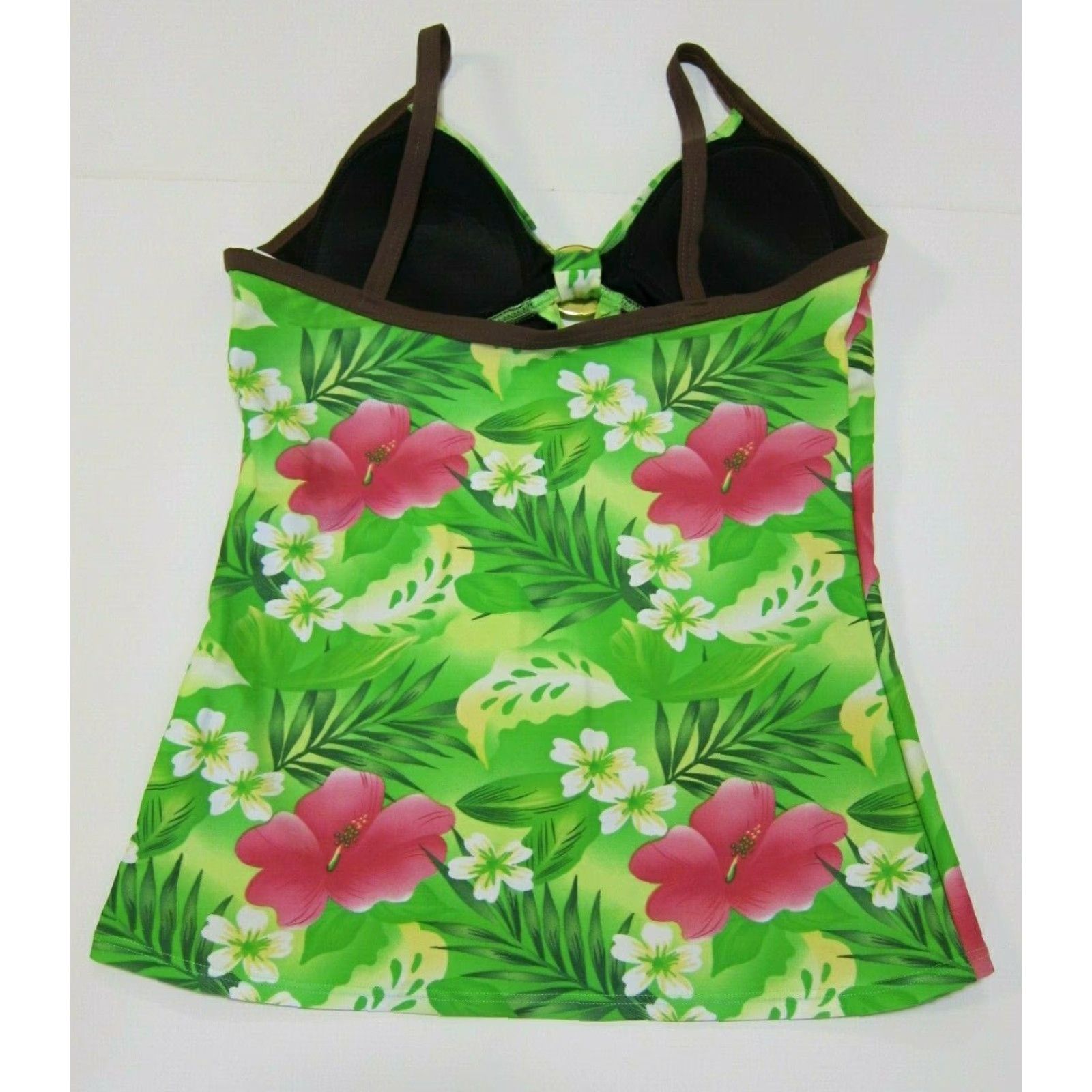 Pinko NWT INGEAR Green Pink White Floral Hawaiian Padded Halter Swim Tankini Women 10 Size ONE SIZE - 2 Thumbnail