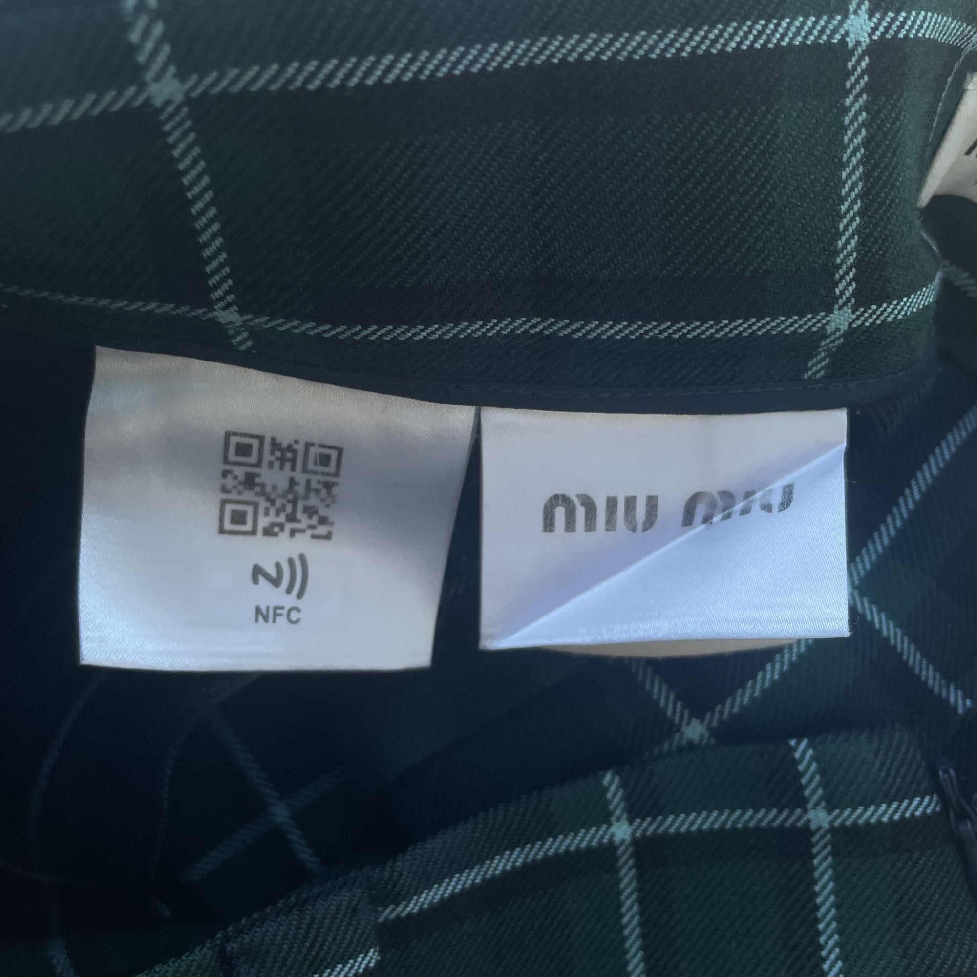 Miu Miu Miu Miu Green & Navy Plaid Pleated Wool Skirt Made In Italy Size 38" / US 16 / IT 52 - 11 Thumbnail