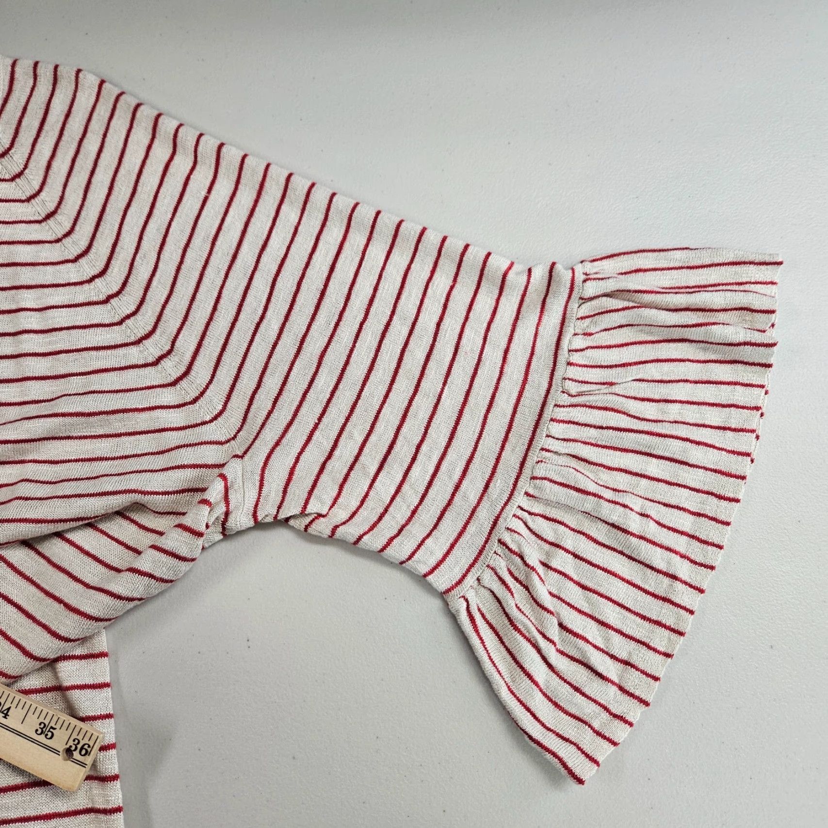 J. Jill J Jill Womens Knit Top 3X Red Beige Stripe 3/4 Sleeve Linen Rayon Blend Blouse Womens Size XXL / US 16-18 / IT 52-54 - 5 Thumbnail