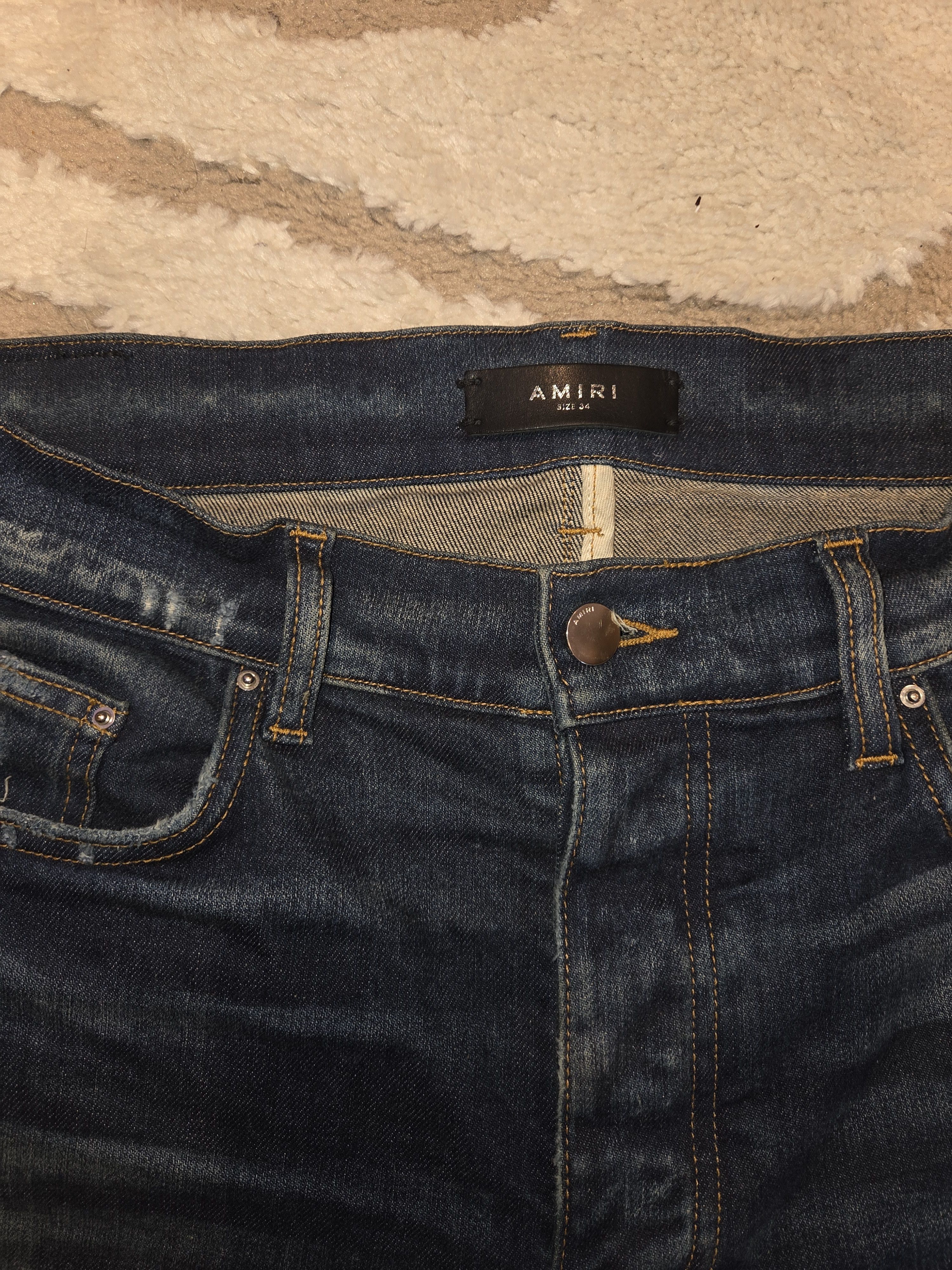 Amiri AMIRI Distressed Jean - Dark Wash Bandana Patch Denim Size US 34 / EU 50 - 3 Thumbnail