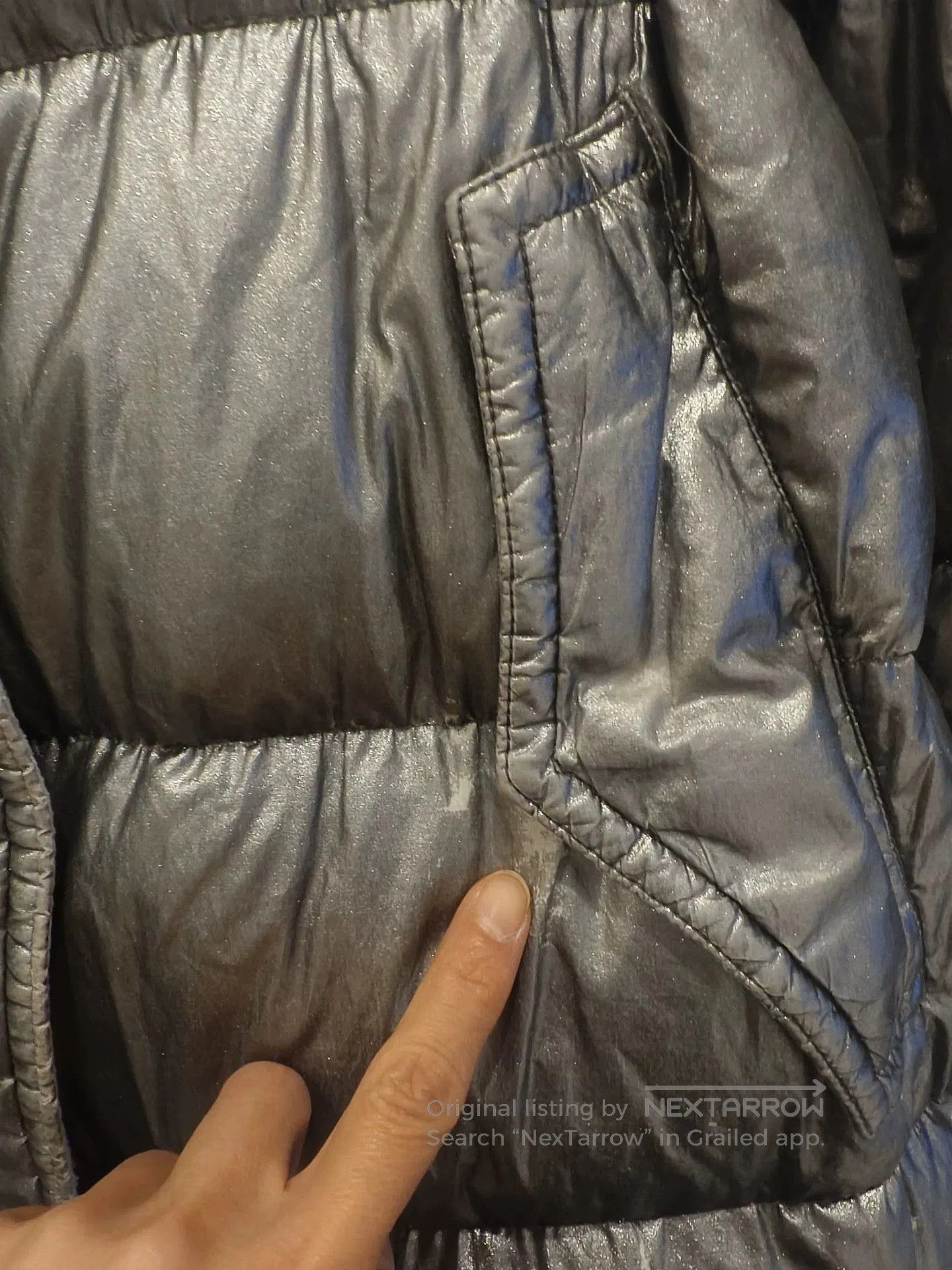 Moncler Silver Puffer Coat with Faux Fur Hood. Size US S / EU 44-46 / 1 - 5 Thumbnail