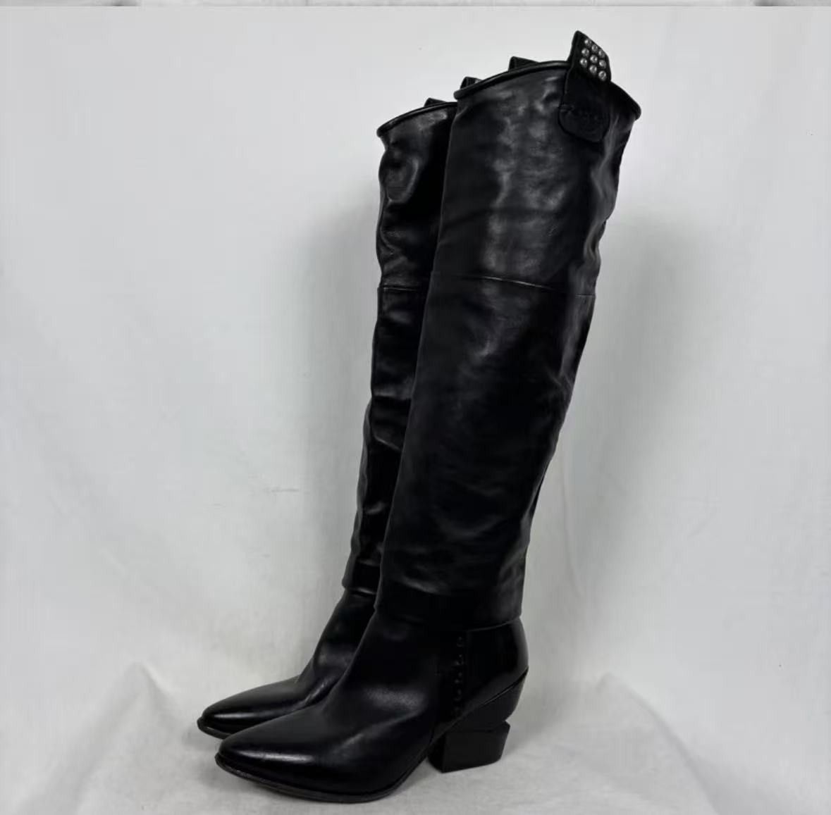 AS98 Knee High Screw Stud Boots